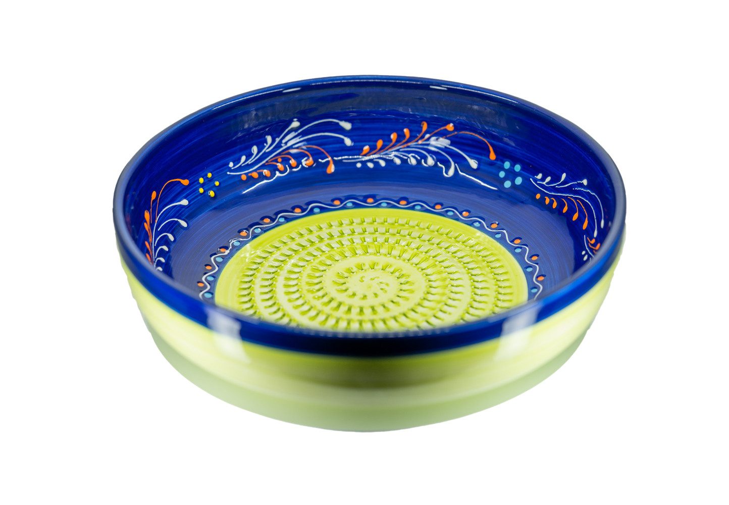 Kaladia Multireibe Kleine Reibeschüssel in Grün/Grün & Blau, Keramik, handbemalte Küchenreibe - Made in Spain