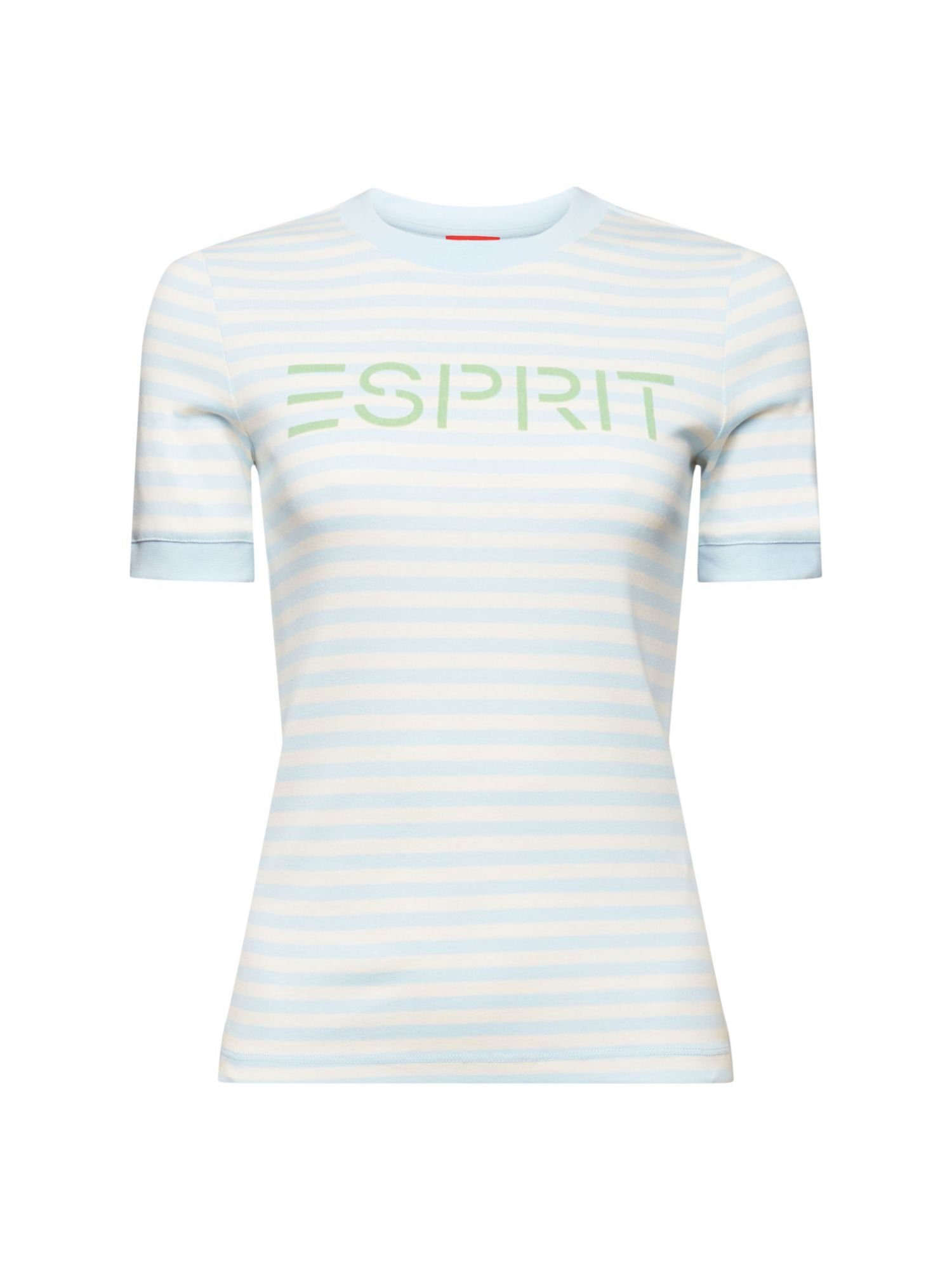 Esprit T-Shirt Gestreiftes Baumwoll-T-Shirt mit Logo-Print (1-tlg) OFF WHITE