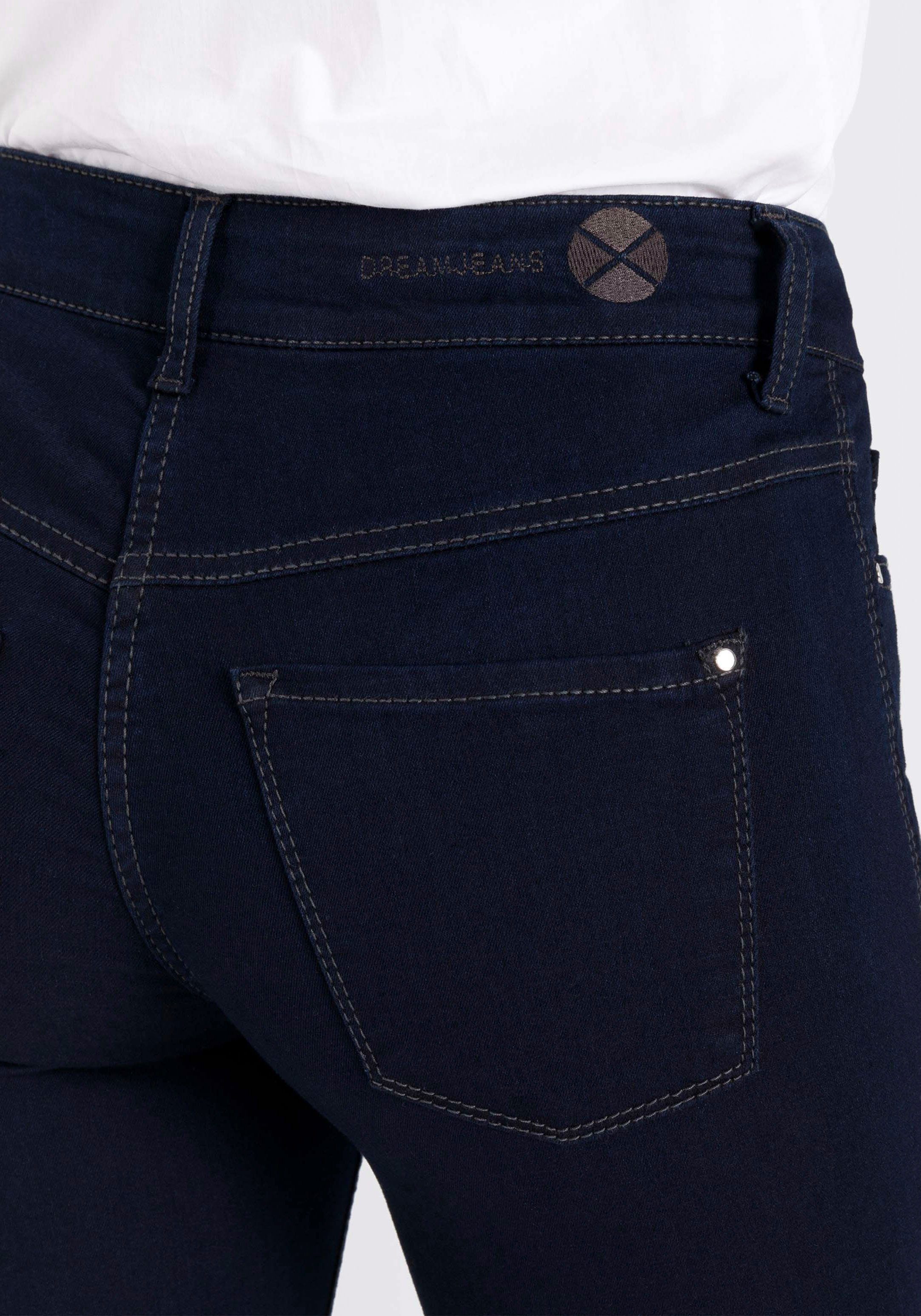MAC Skinny-fit-Jeans Dream den Qualität rinsed sorgt Skinny für Hochelastische perfekten Sitz blue