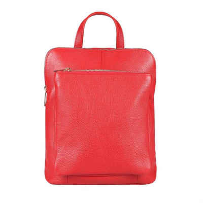 ITALYSHOP24 Rucksack Made in Italy Damen Leder Tasche Schultertasche, leichtgewicht Shopper, als Umhängetasche tragbar