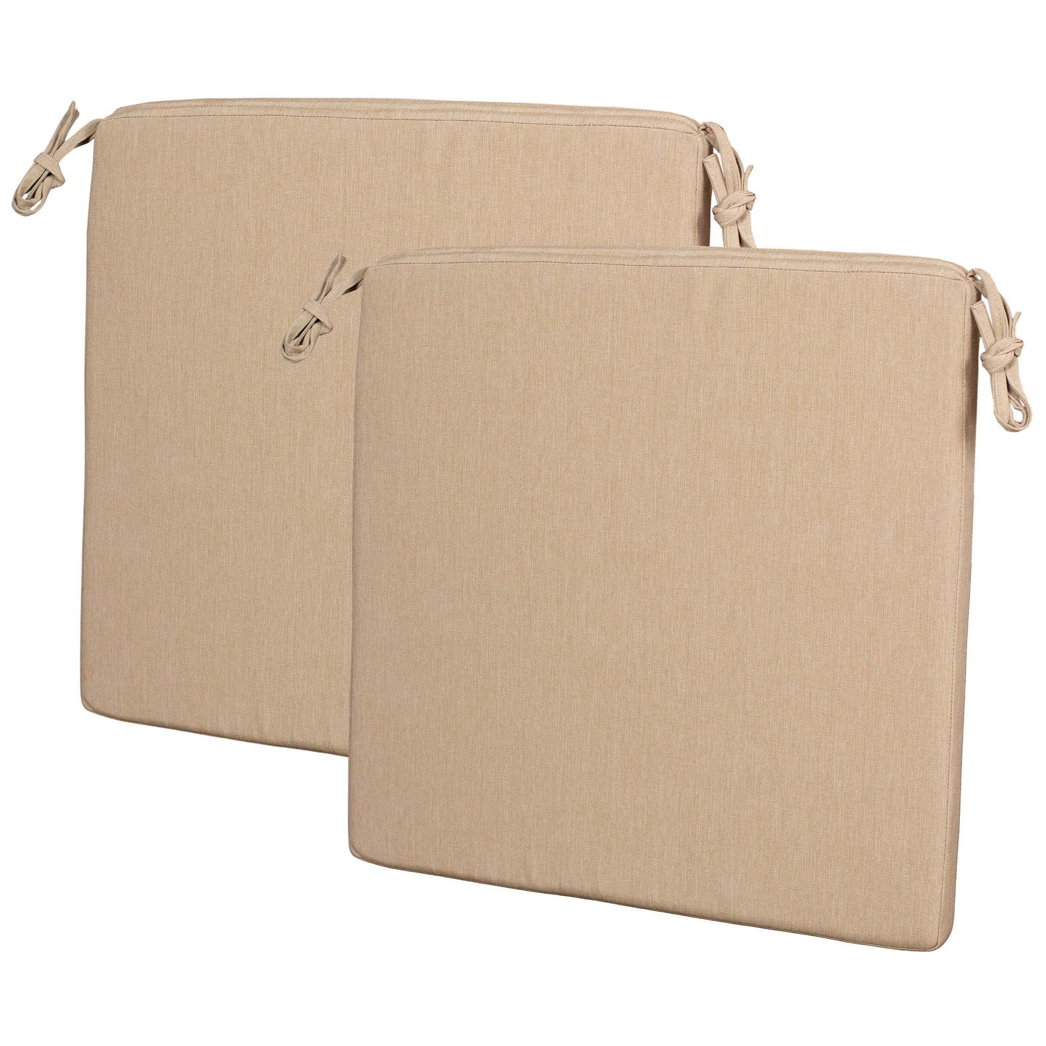 bene living Sitzkissen Sitzkissen 2er Set - 50 x 50 cm - Polyester - beige, bequeme Polsterung - Befestigungsbänder für sicheren Halt