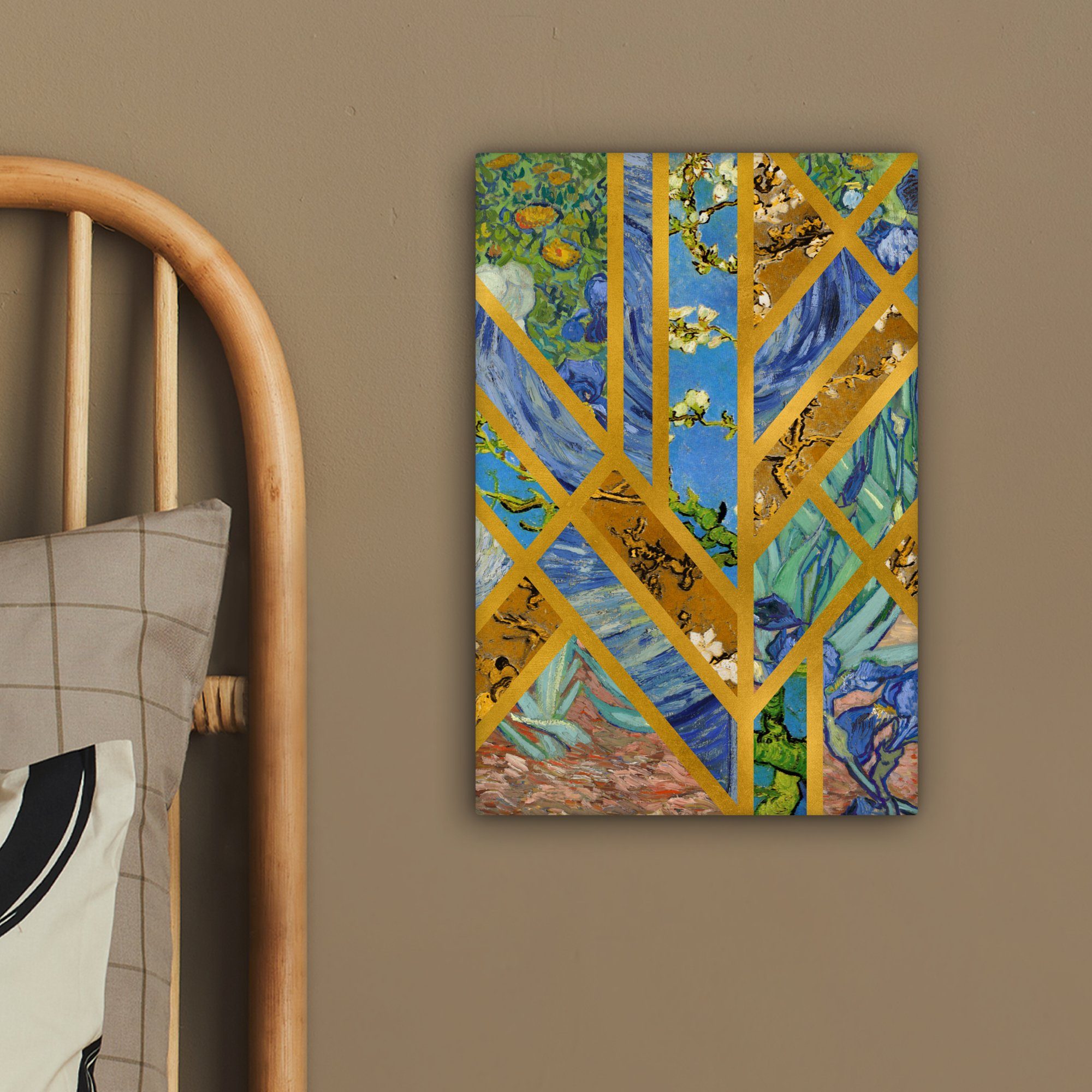 Luxus, - (1 - Zackenaufhänger, inkl. Gogh bespannt cm Kunst 20x30 OneMillionCanvasses® Leinwandbild Leinwandbild fertig Van St), Gemälde,