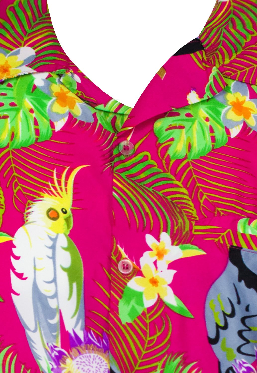 King Kameha Hawaiihemd Parrot Cockatoo Funky Hawaii-Hemd Kurzarm Front-Tasche Stylish Unisex