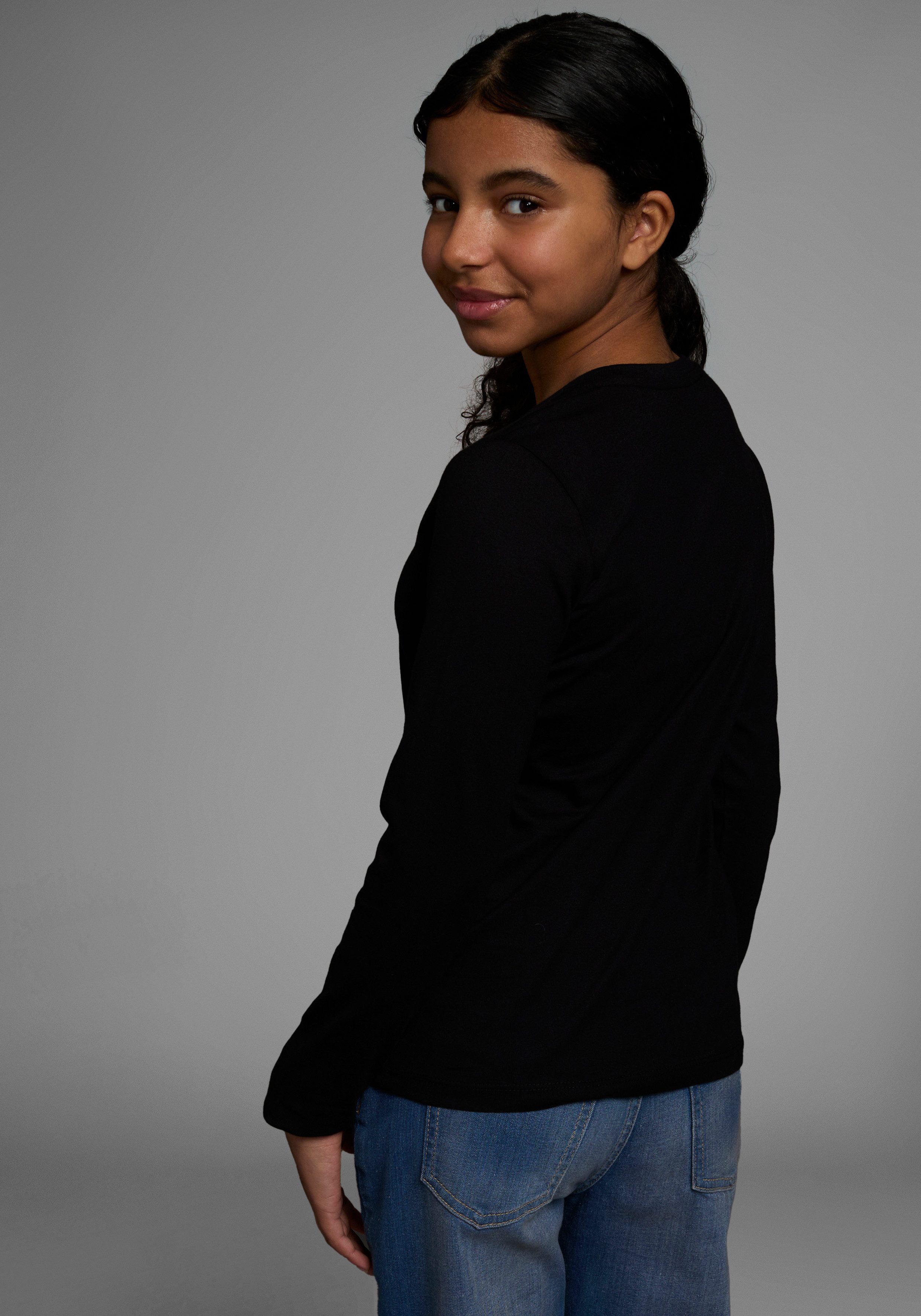 KIDSWORLD Langarmshirt Ich muss gar nix! Langarm, Basic-Passform, bedruckt, Rundhalsausschnitt