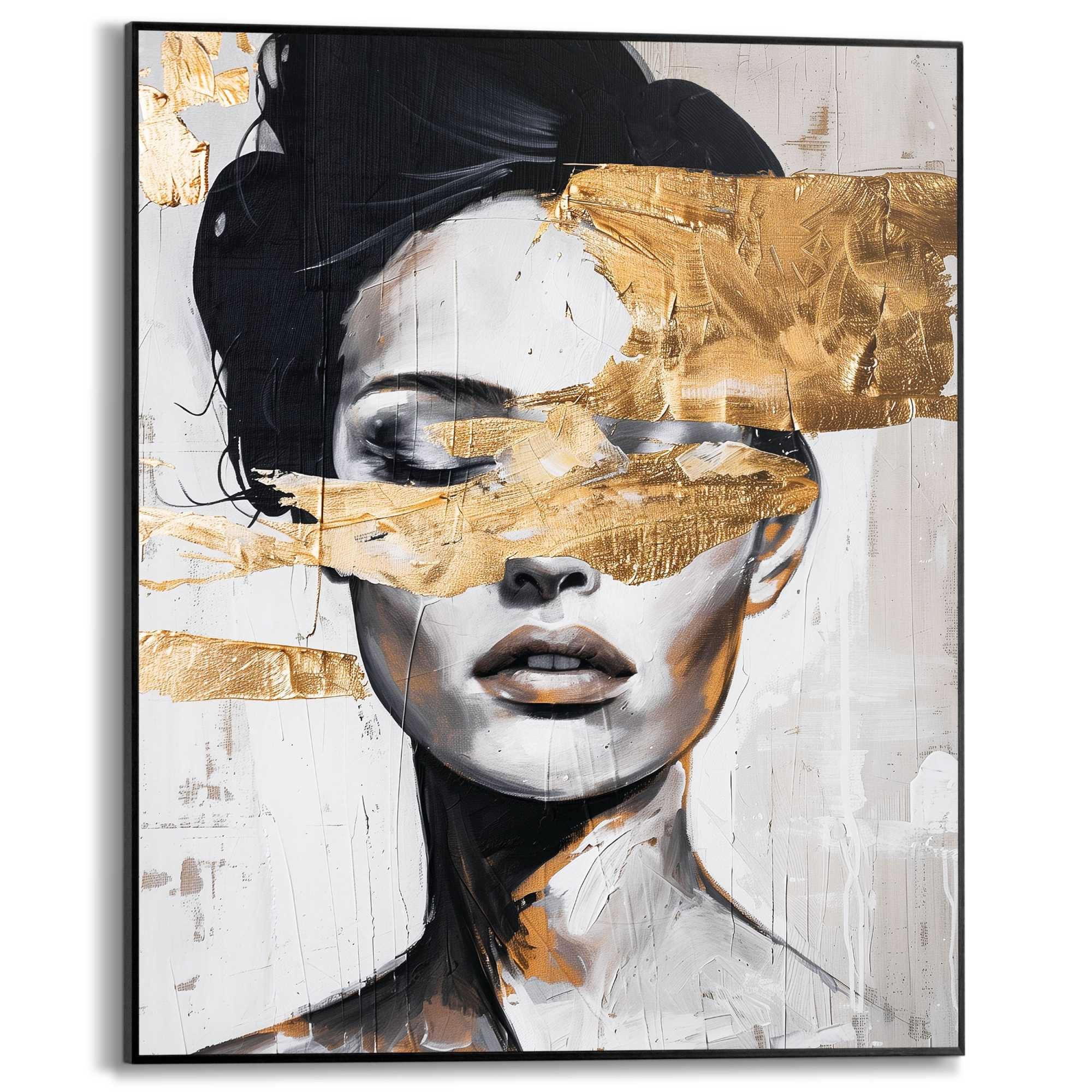 Reinders! Poster Stylish Lady, Wohnzimmer - Schwarz - MDF - Gold - 40x50 cm günstig online kaufen
