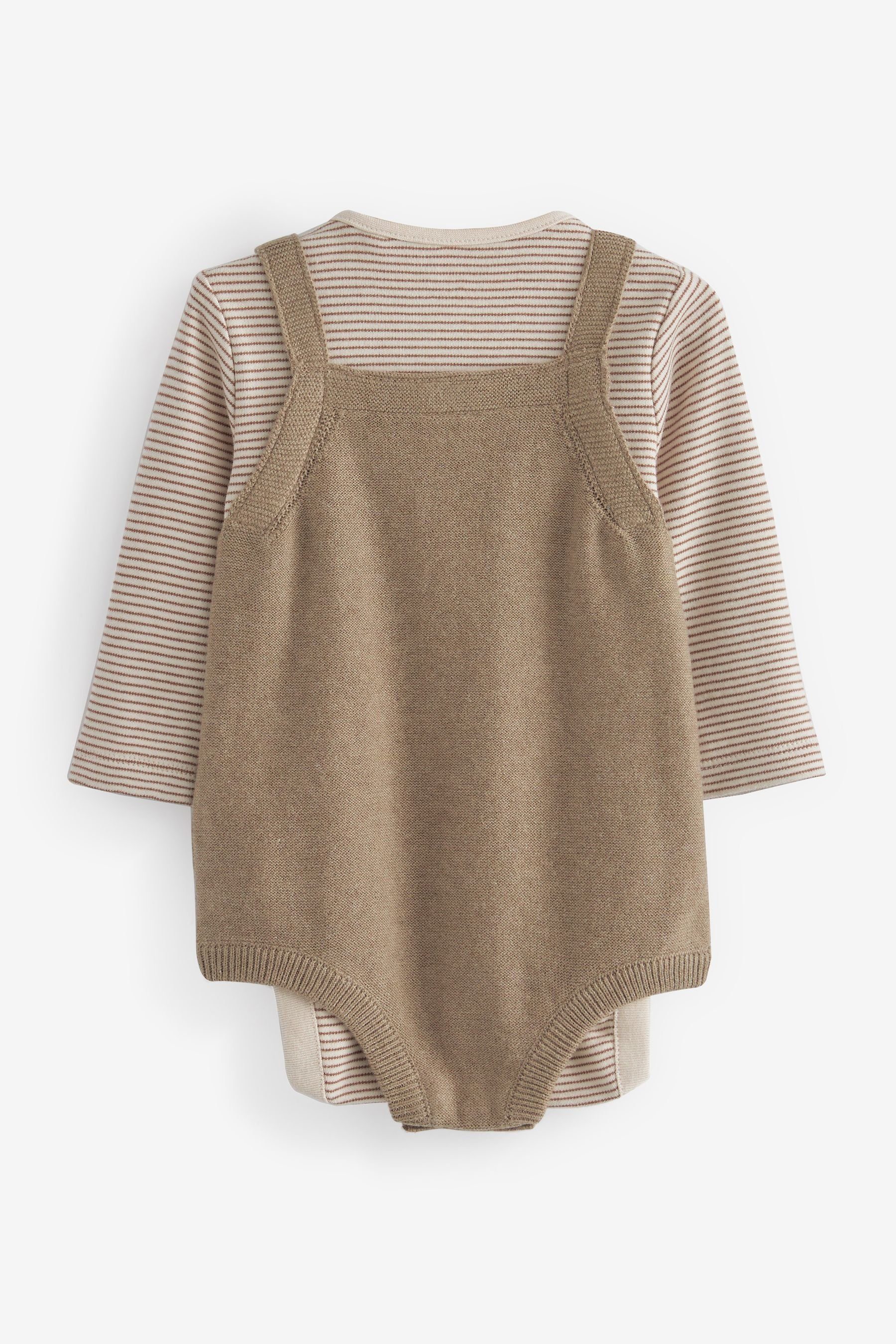 Baby-Strickstrampler, (3-tlg) Hose Brown Shirt Oberteil Strumpfhose Next & & Set