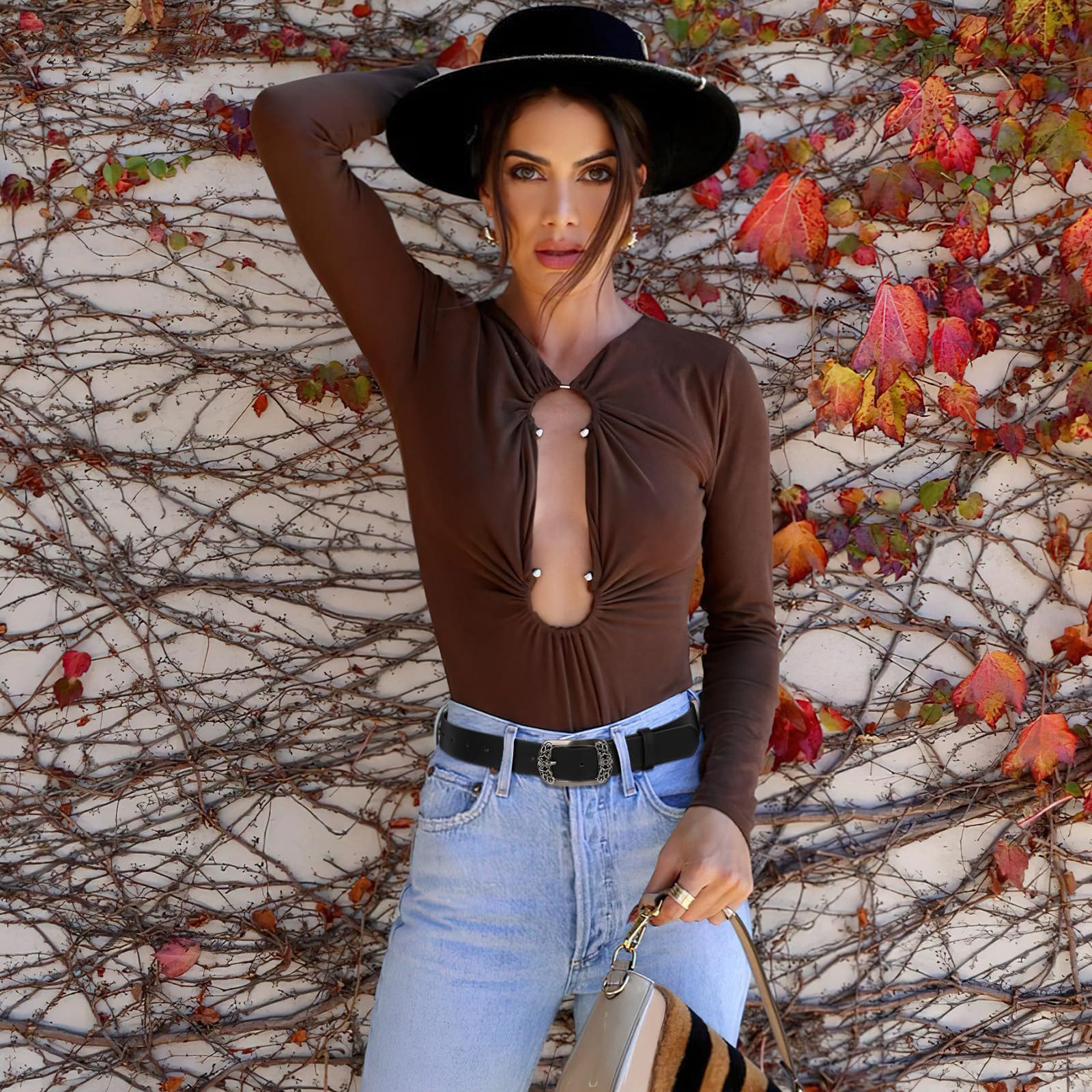 Coonoor Ledergürtel Breiter Gürtel aus Leder, Damen Ledergürtel für Jeans H günstig online kaufen