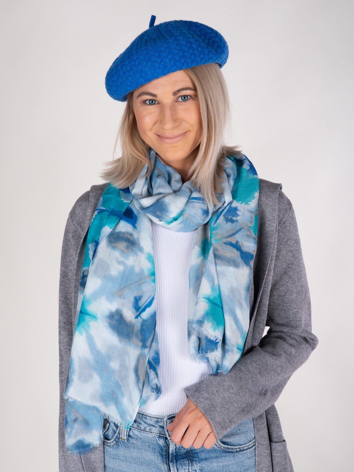 styleBREAKER Baskenmütze Feinstrick Baskenmütze mit Flechtmuster (1-St)