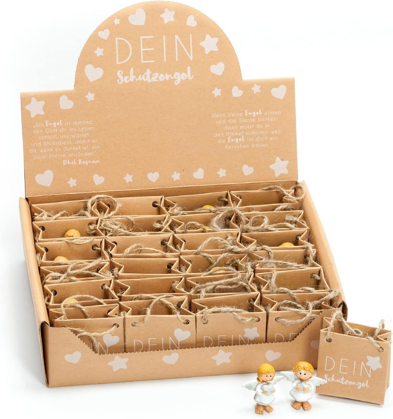 HF Home Flair Engelfigur 24 x kleine Schutzengel in Tüte I Glücksbringer (Weiß / Grau) (1 St), als tolles Gastgeschenk