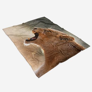 Sinus Art Handtücher Handtuch Strandhandtuch Saunatuch Kuscheldecke mit Tiermotiv Löwe Raubkatze, Baumwolle-Polyester-Mix (1-St), Handtuch