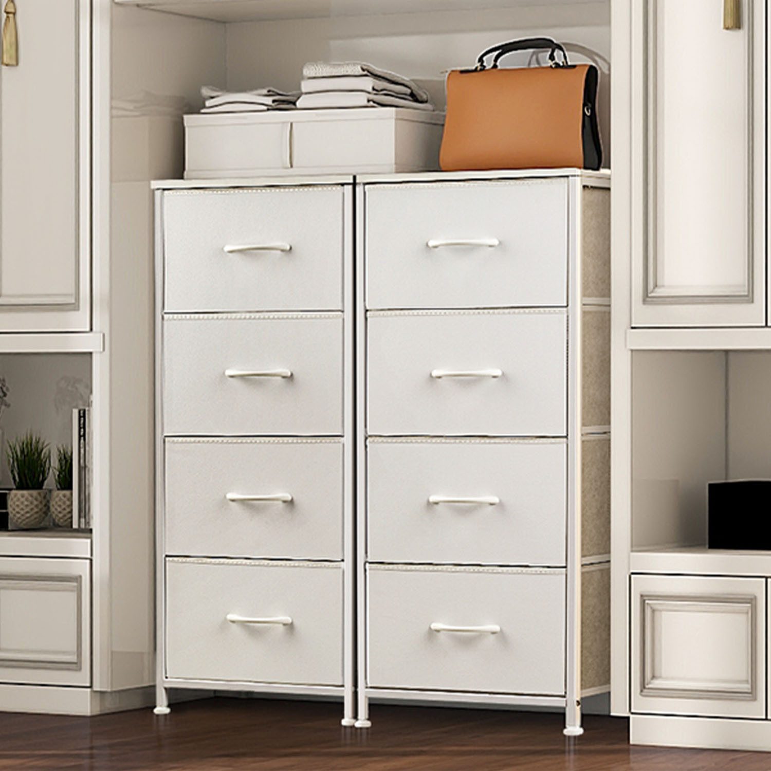 Refined Living Kommode Schubkastenkommode mit 2/4/5 /7/8/9 Schubladen stabilem Stahlrahmen (Beistelltisch mit Holzoberfläche und Stoffschubladen Modernes Design, Kommode Wohnzimmer mit Stabiler Stahlrahmen, Holzplatte 95cm Hoch), Kommode Geeignet für Kleidung, Kinder, Wohnräume, Flure, Eingänge