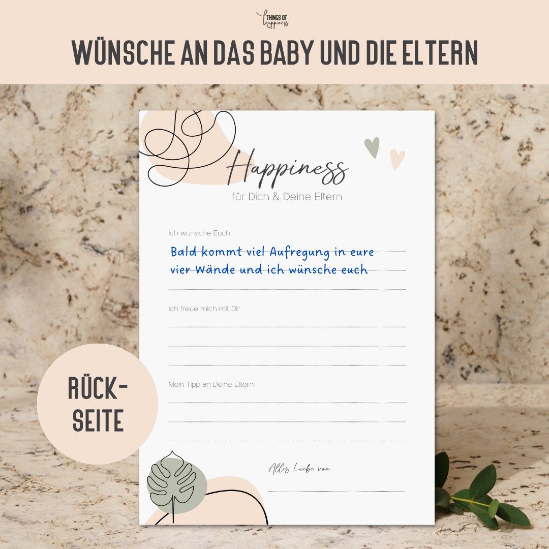 Things of Happiness Spiel 20 Babyparty Tippkarten Babyparty Spiel, Ratespiel Babyshower, Baby Tippkarten, Geschenk Geburt