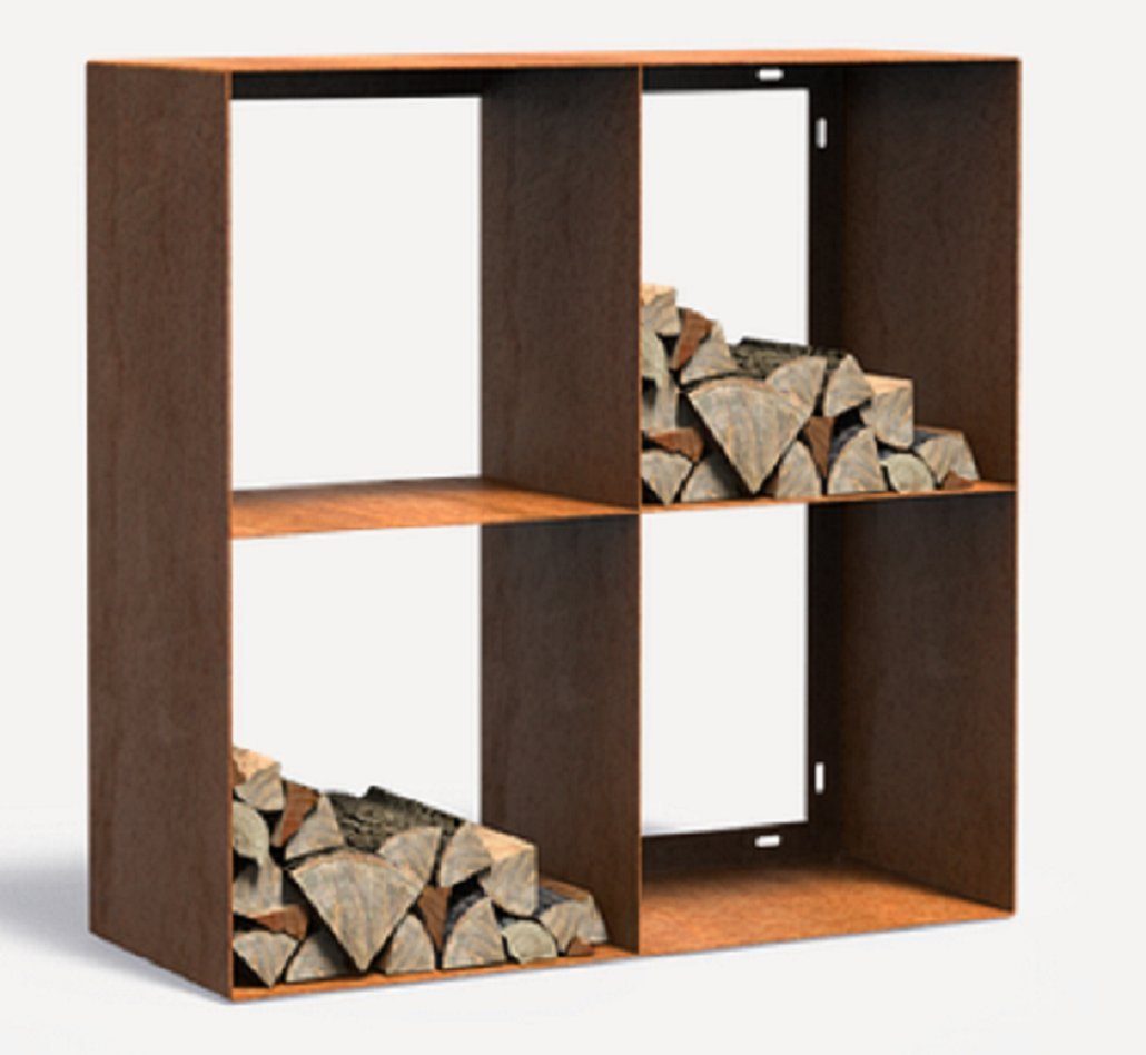 Adezz Kaminholzregal Adezz Holzlager Logg Square Divi Cortenstahl