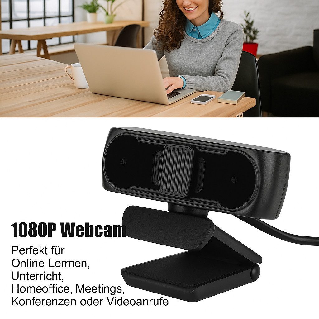 Diyarts Full HD-Webcam (Full-HD, 4x opt. Zoom, Professionelle Webkamera, mit Autofokus, Rauschunterdrückung und Schönheitsfunktion)