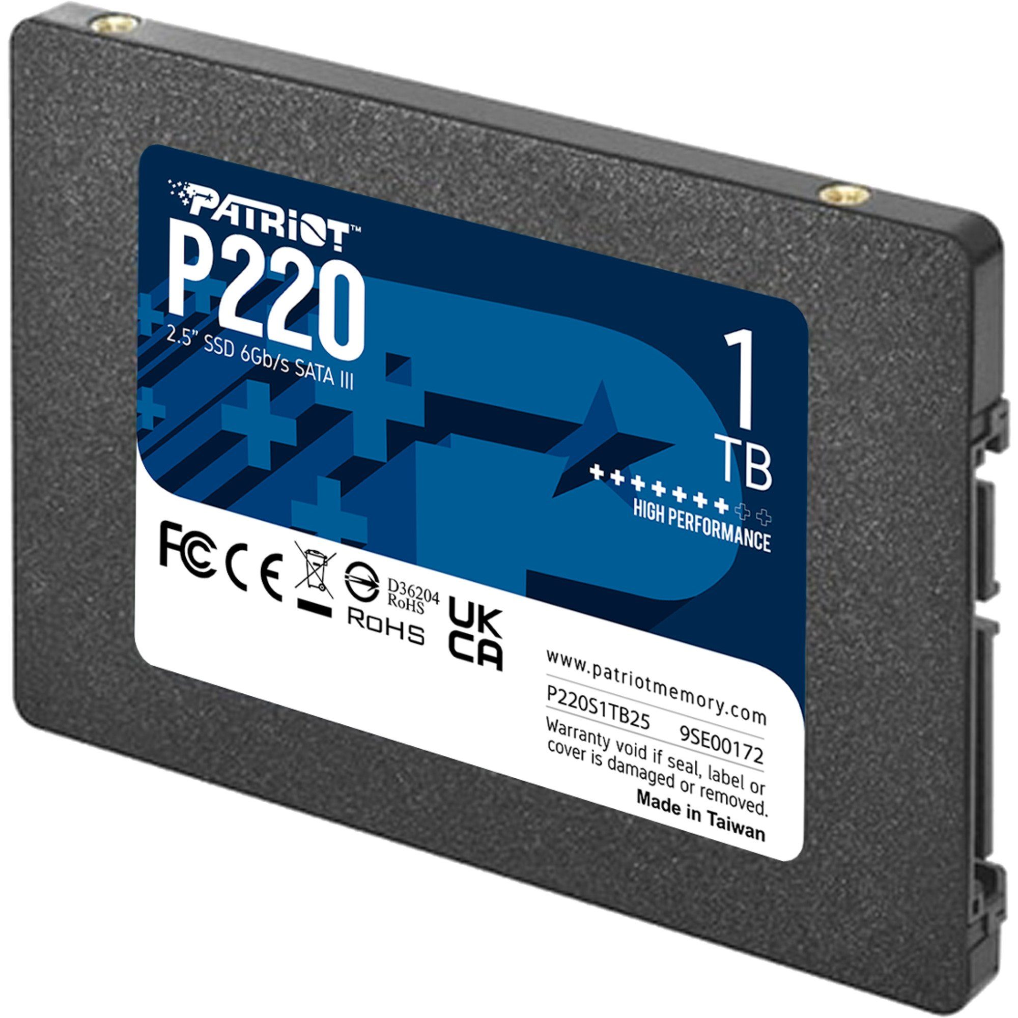 Patriot Patriot P220 1 TB, SSD, (SATA III 6 Gb/s, 2,5) SSD-Festplatte (1 TB) 2.5"