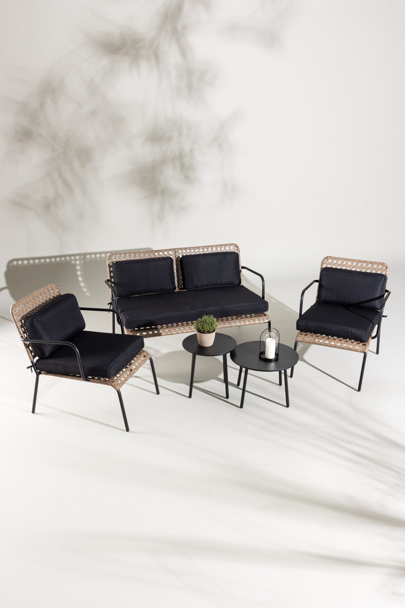 Venture Home Gartenlounge-Set Paola, großzügiges Outdoor-Set für hohen Sitzkomfort, (5-tlg), Loungemöbel rund, Stoffbezug, angenehm, wetterfest