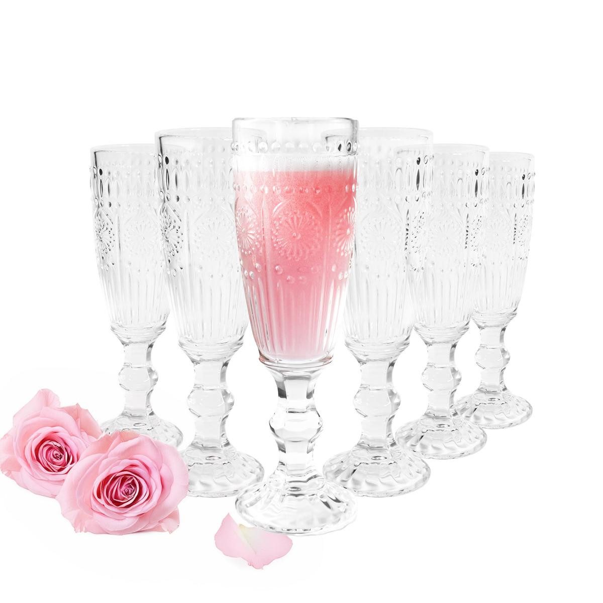Sektglas 6 Sektgläser 160ml auf Fuß Sonne Sektkelche Proseccoglas