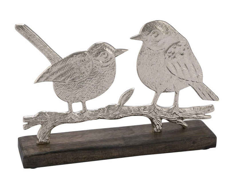 Gehlmann Dekofigur Vogelpaar auf Mangoholz, silber, *Germany*, made in Germany