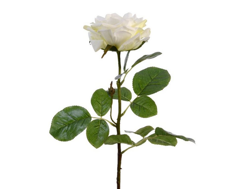 Kunstblume, Decoris season decorations, Kunstblumen Rose mit Stiel 68cm  Real Touch weiß