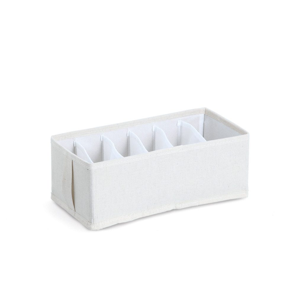 Zeller Present Aufbewahrungsbox mit 6 Fächern, Polyester/Vlies, beige, ca. 15 x 30 x 11 cm