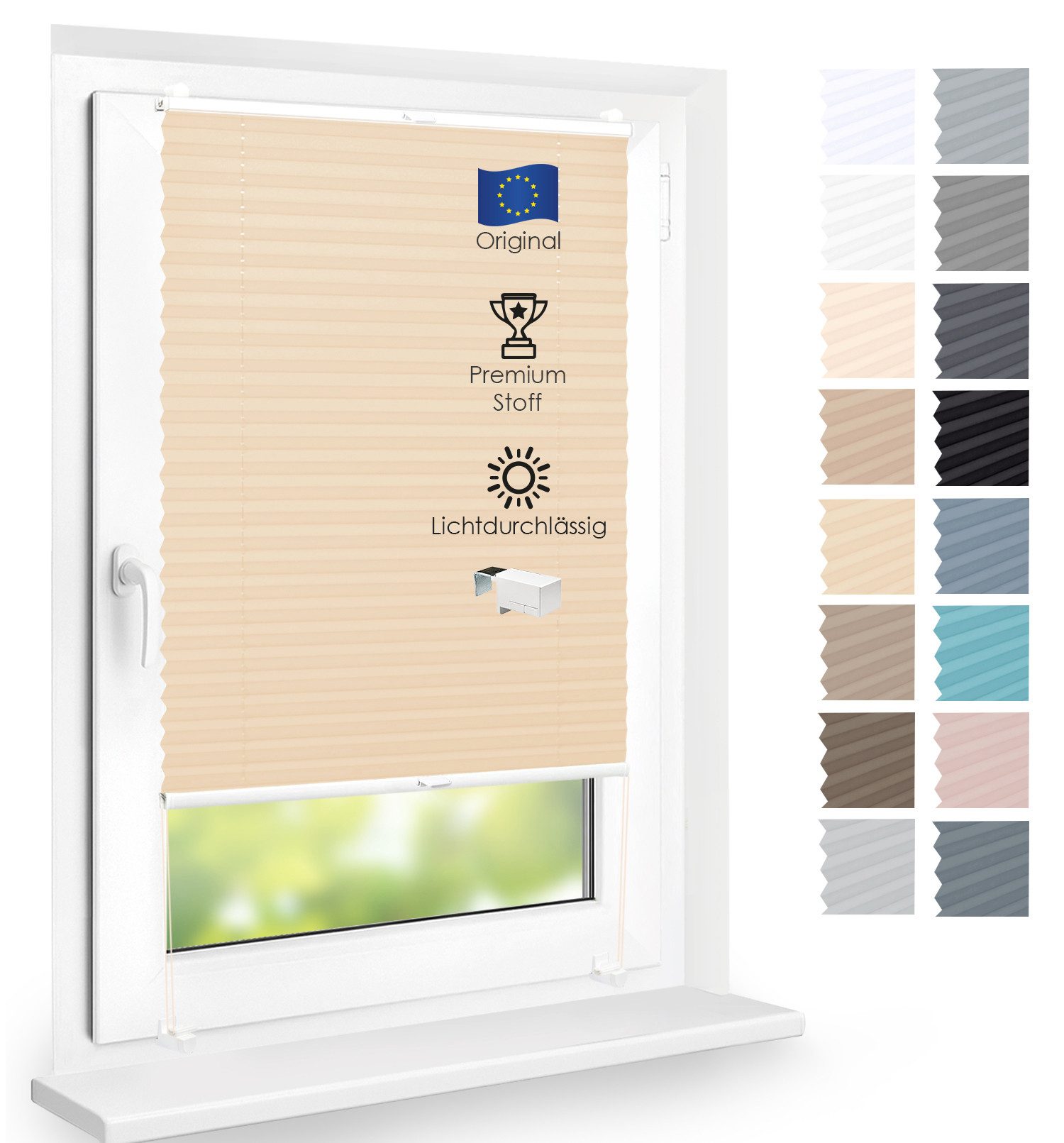 DomDeco Plissee Premium Plissee ohne Bohren, Sichtschutz, lichtdurchlässig, blickdicht, Klemmfix, Klemmfix, UV-beständig, modernes Design, stufenlos