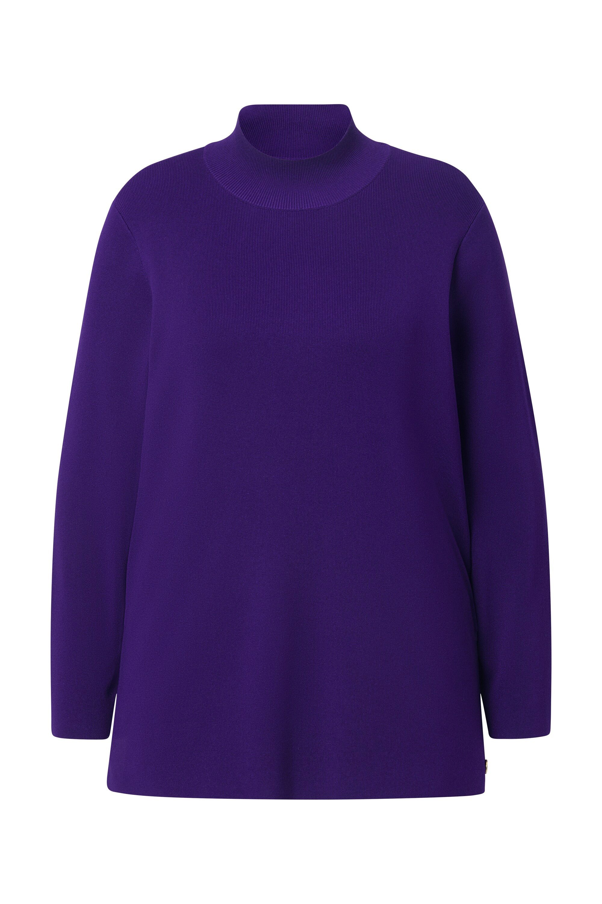 Ulla Popken Strickpullover Pullover Ripp-Stehkragen Langarm günstig online kaufen