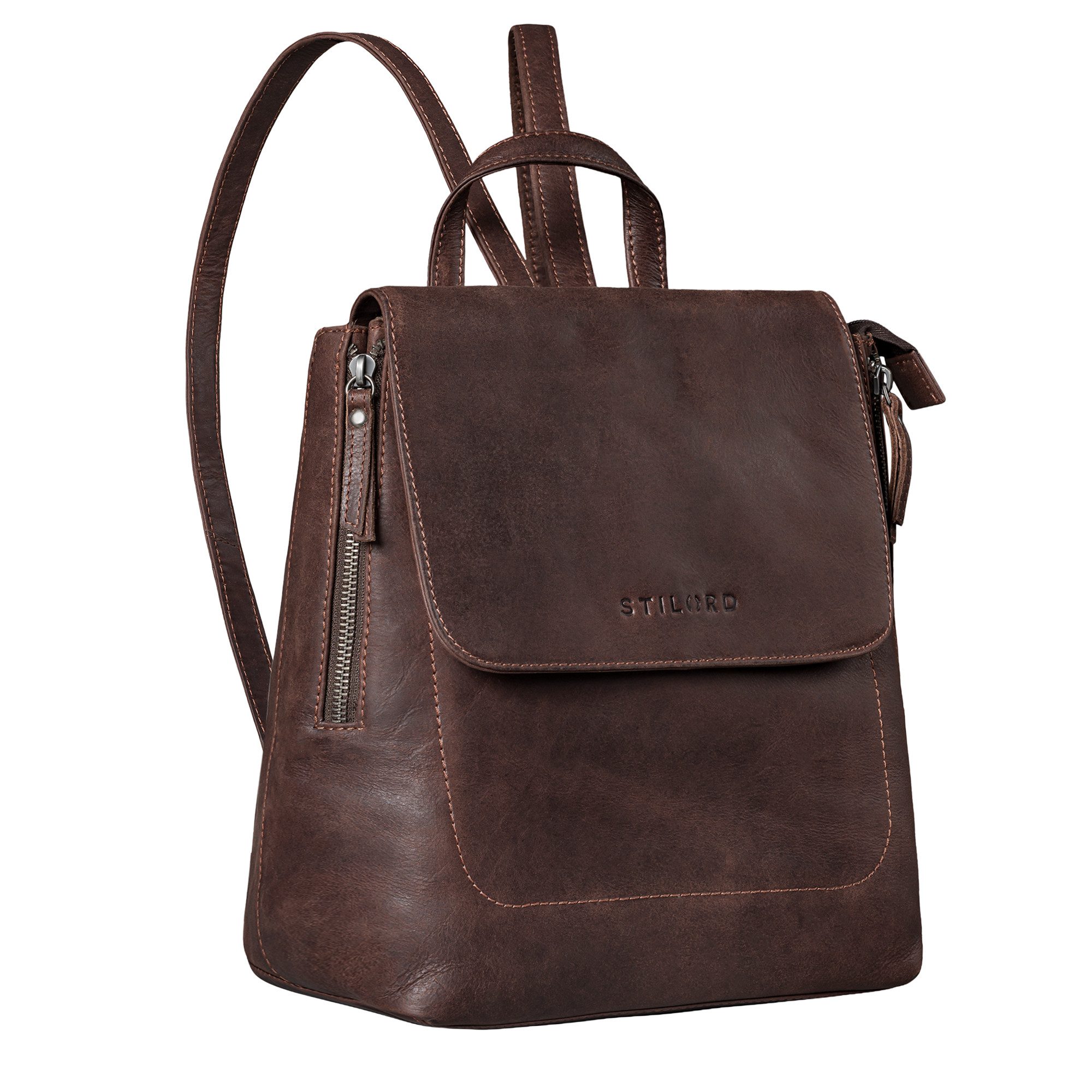 STILORD Cityrucksack "Anisa" Kleiner Rucksack Damen Leder mit vielen Fächern