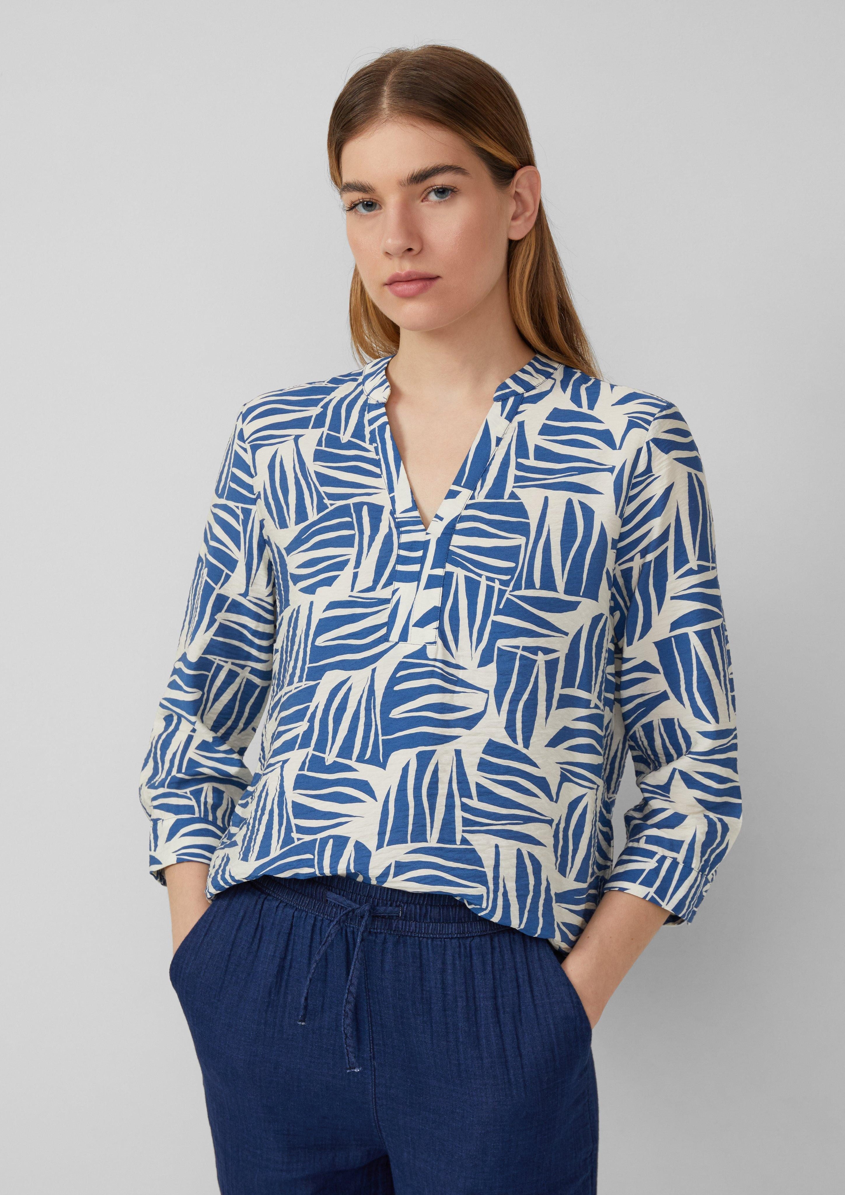 Langarmbluse Bluse aus strukturiertem Viskosemix mit All-over-Print
