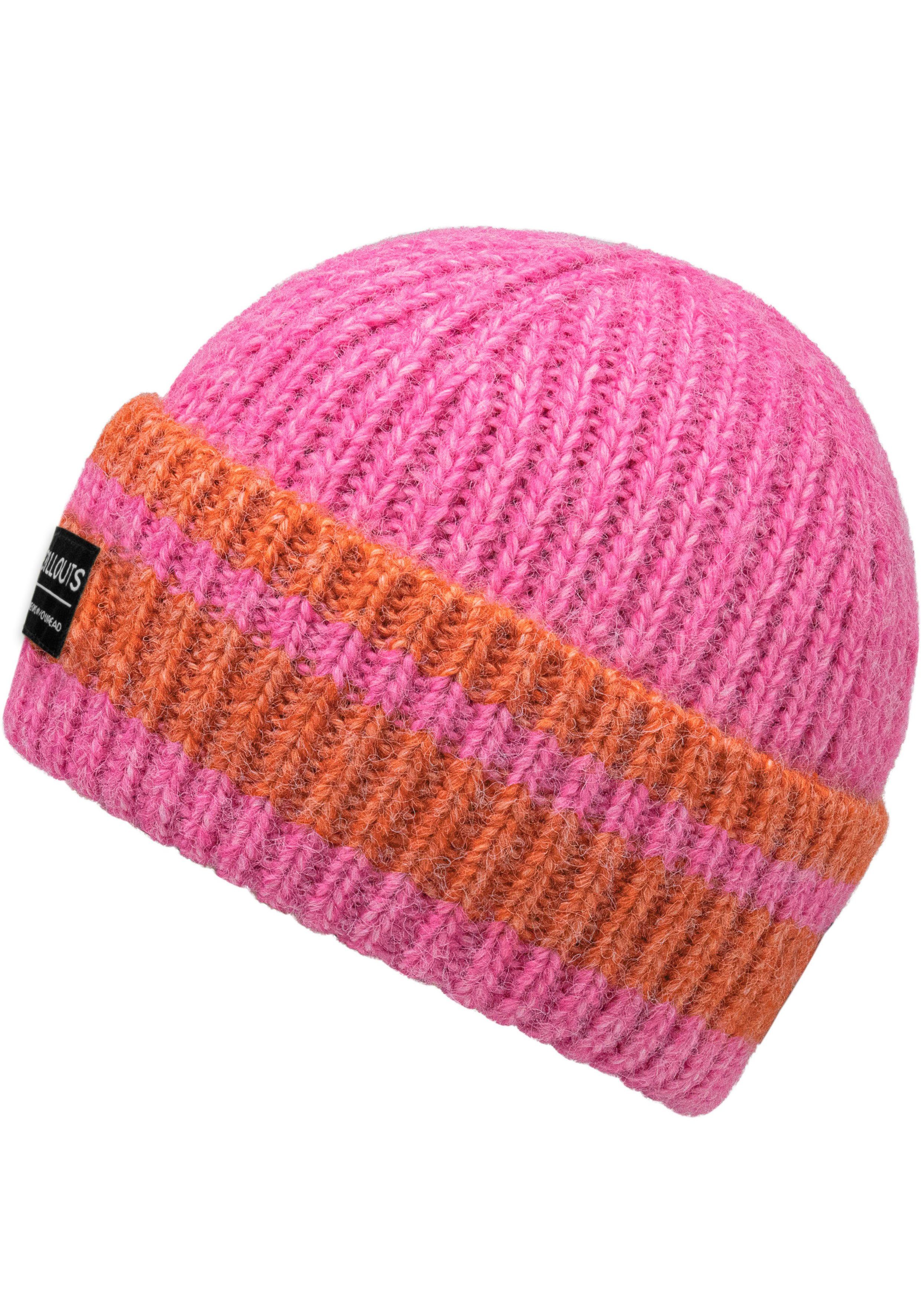 pink-orange chillouts Cooper Hat mit Strickmütze Kontrast-Streifen