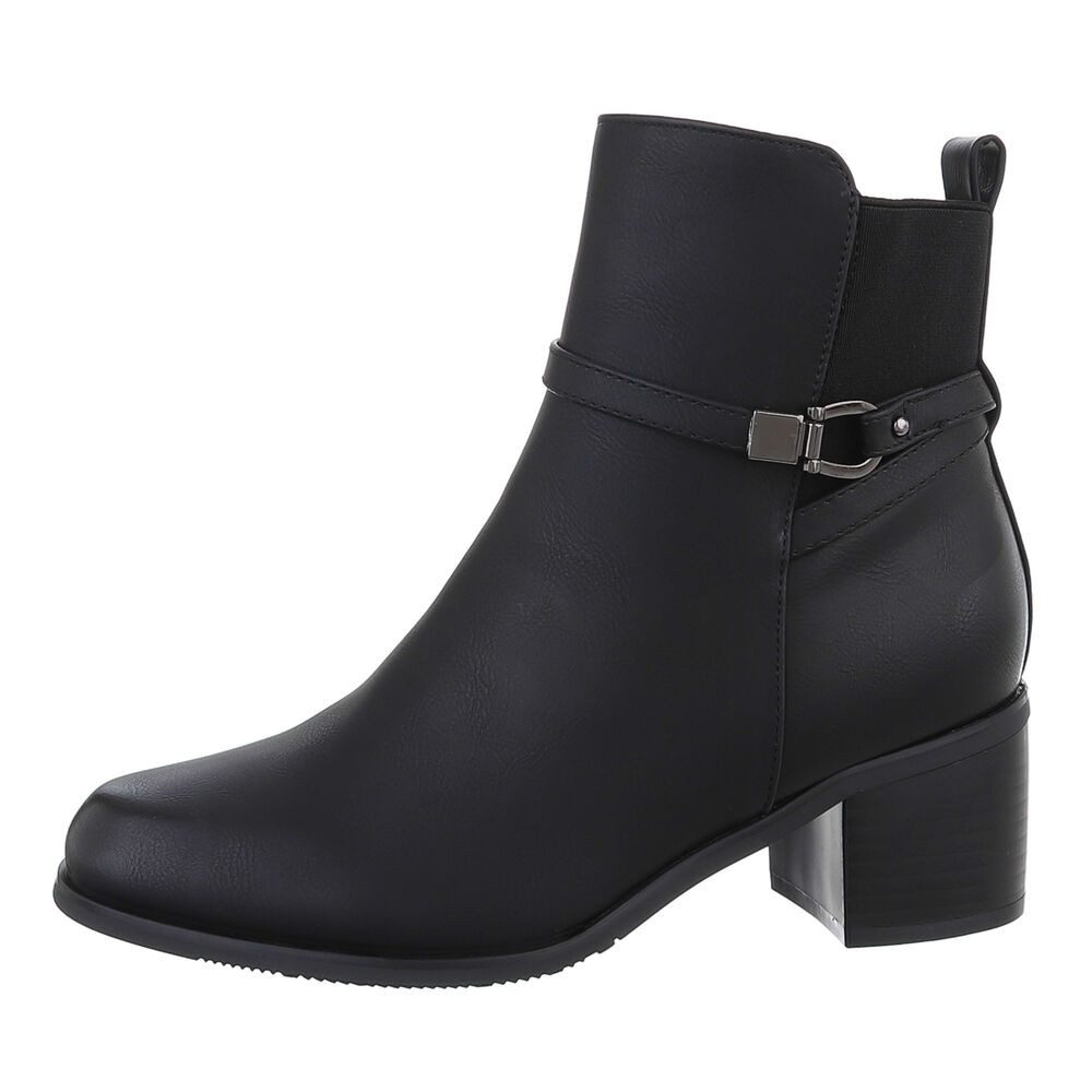 Ital-Design Damen Elegant Stiefelette (87650093) Blockabsatz Stiefeletten in Schwarz