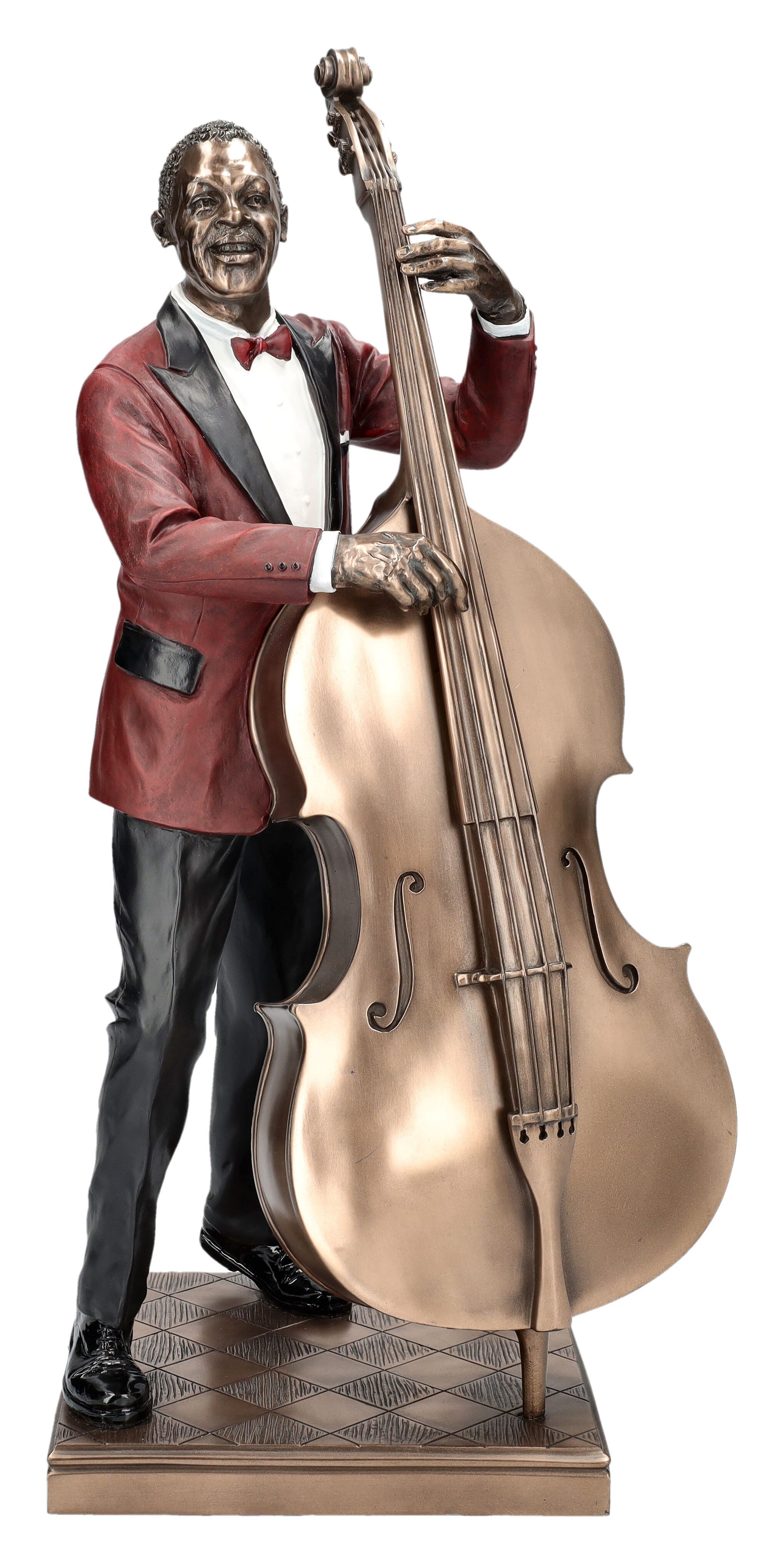Figuren Shop GmbH Dekofigur The Jazz Band Figur - Kontrabass Spieler rot - Veronese - Dekofigur