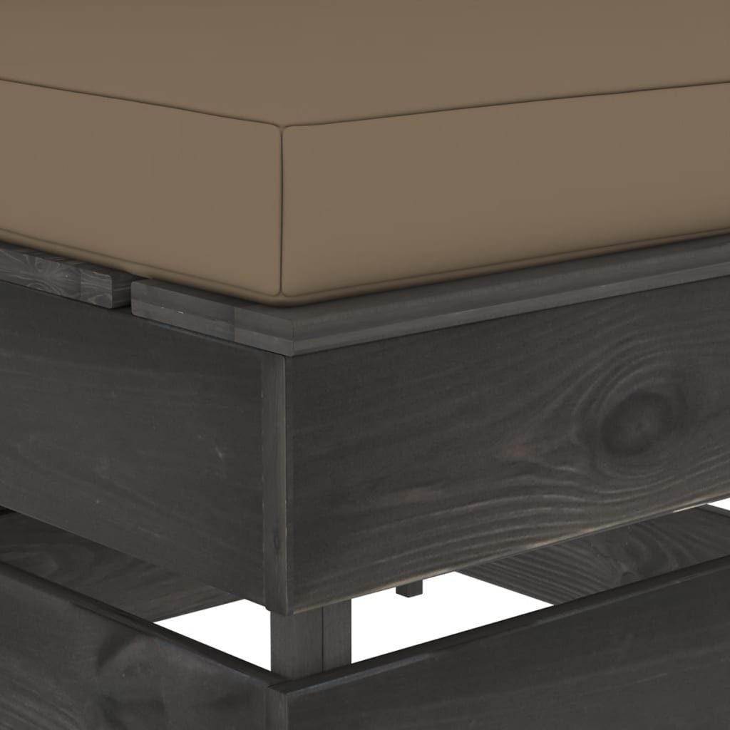vidaXL Loungesofa Teile mane Grau mit und Imprägniertes Kissen Holz, Grau 1 Modulare Taupe