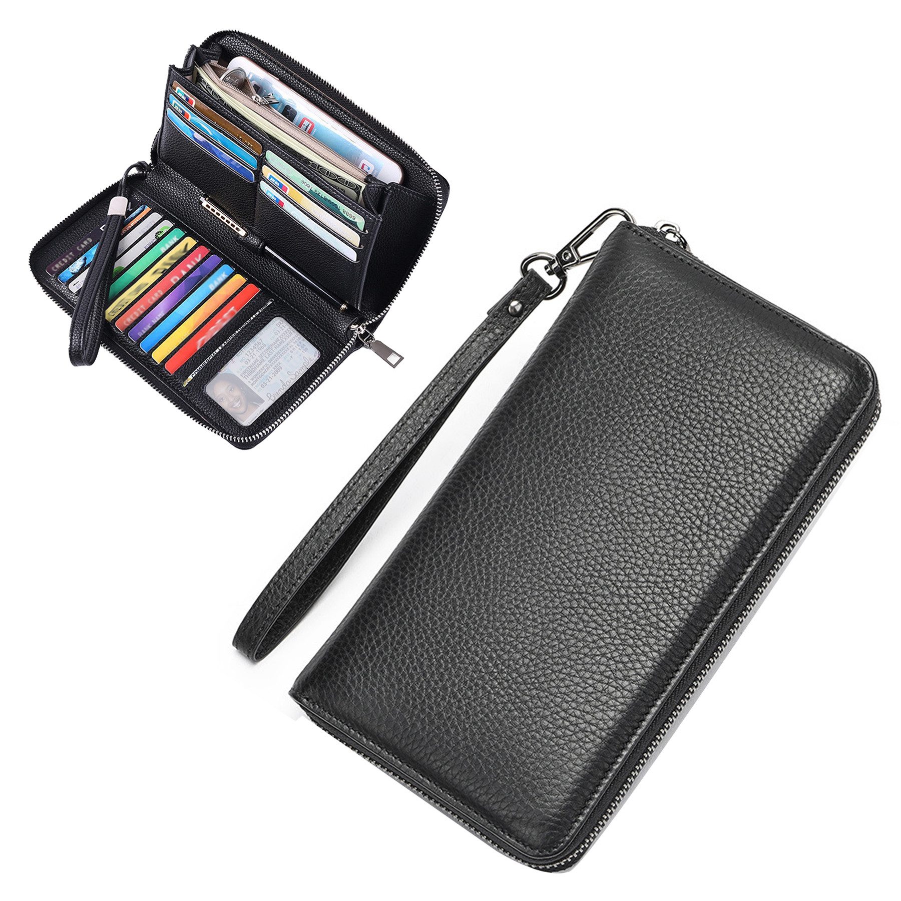 Keyura Geldbörse Damen Portemonnaie aus PU Geldbeutel Geldbörse mit vielen Kartenfächer (weichem, verschleißfestem Kunstleder bietet langanhaltende Qualität, Genügend Platz für Karten, Scheine, Belege, Impfausweis und Fotos), für Geschenk zu Anlässen wie Geburtstagen und Feiertagen