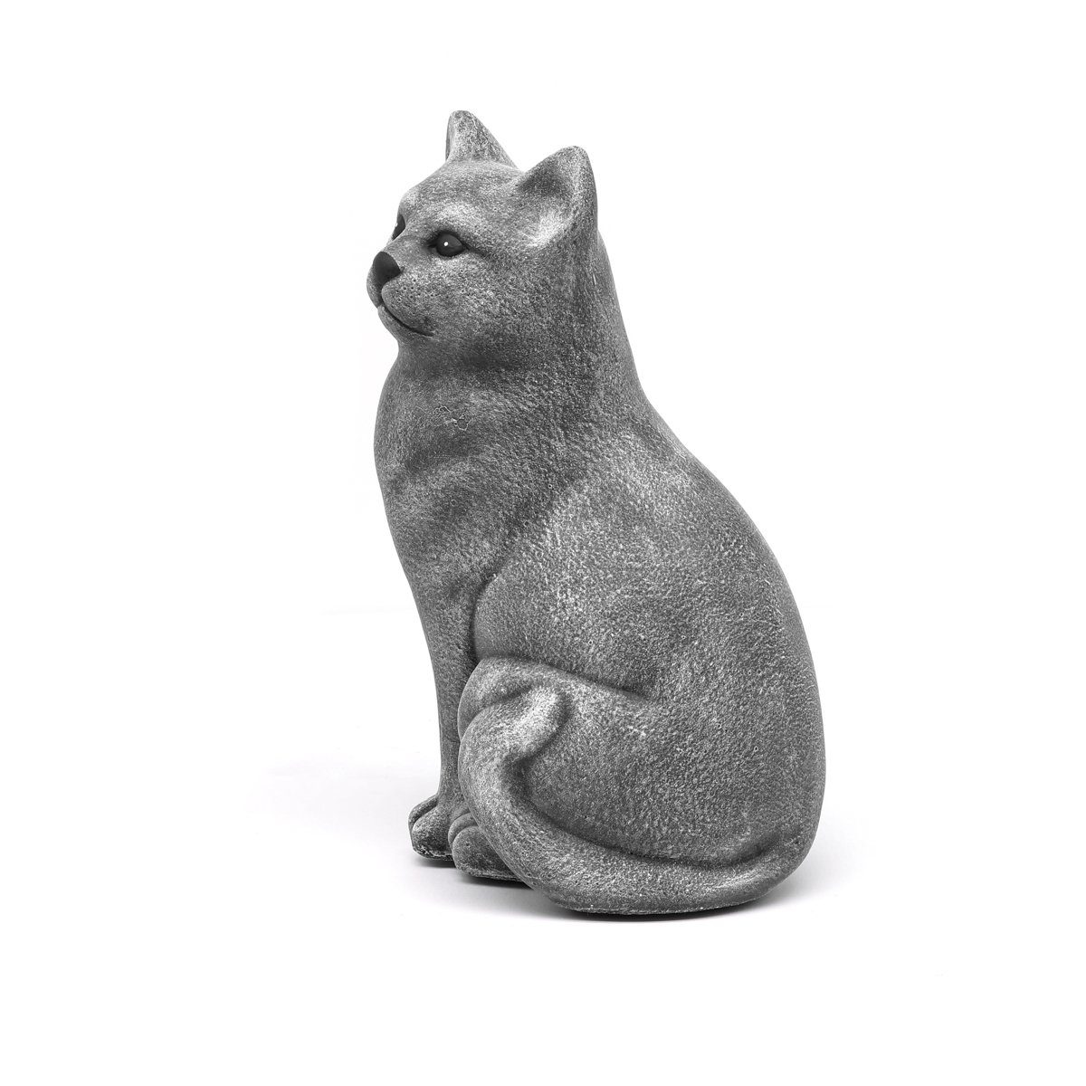 Made Steinfigur Tierfigur in Katze winterfest, Germany grau frostsicher, und Haus Tiefes für sitzend Kunsthandwerk Garten, - Dekofigur