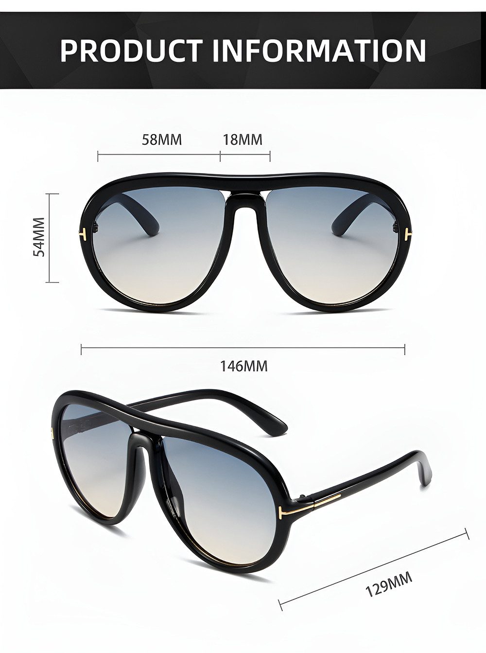 PACIEA Sonnenbrille Damen Herren Oversized UV Schutz Fahrer Sport Outdoor – Bild 3 von 5