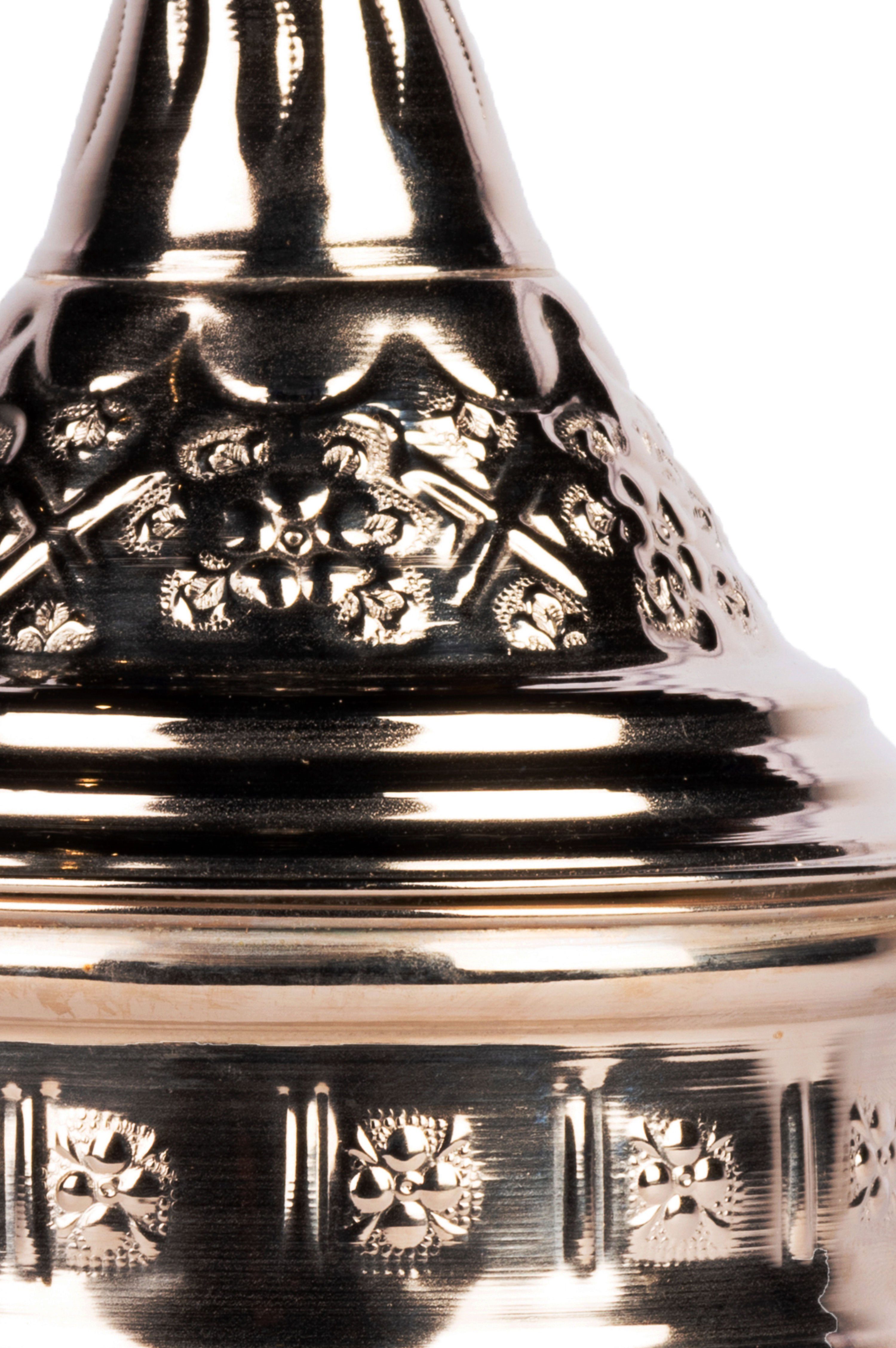 Marrakesch Orient & Mediterran Interior Zuckerdose Marokkanische Dose Kinza handgefertigt aus Messing in Silber 20 cm, Messing, Metall, (1-tlg), Handarbeit