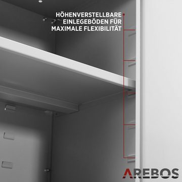 Arebos Aktenschrank Büroschrank Materialschrank Stahlschrank (Stück, Grau)