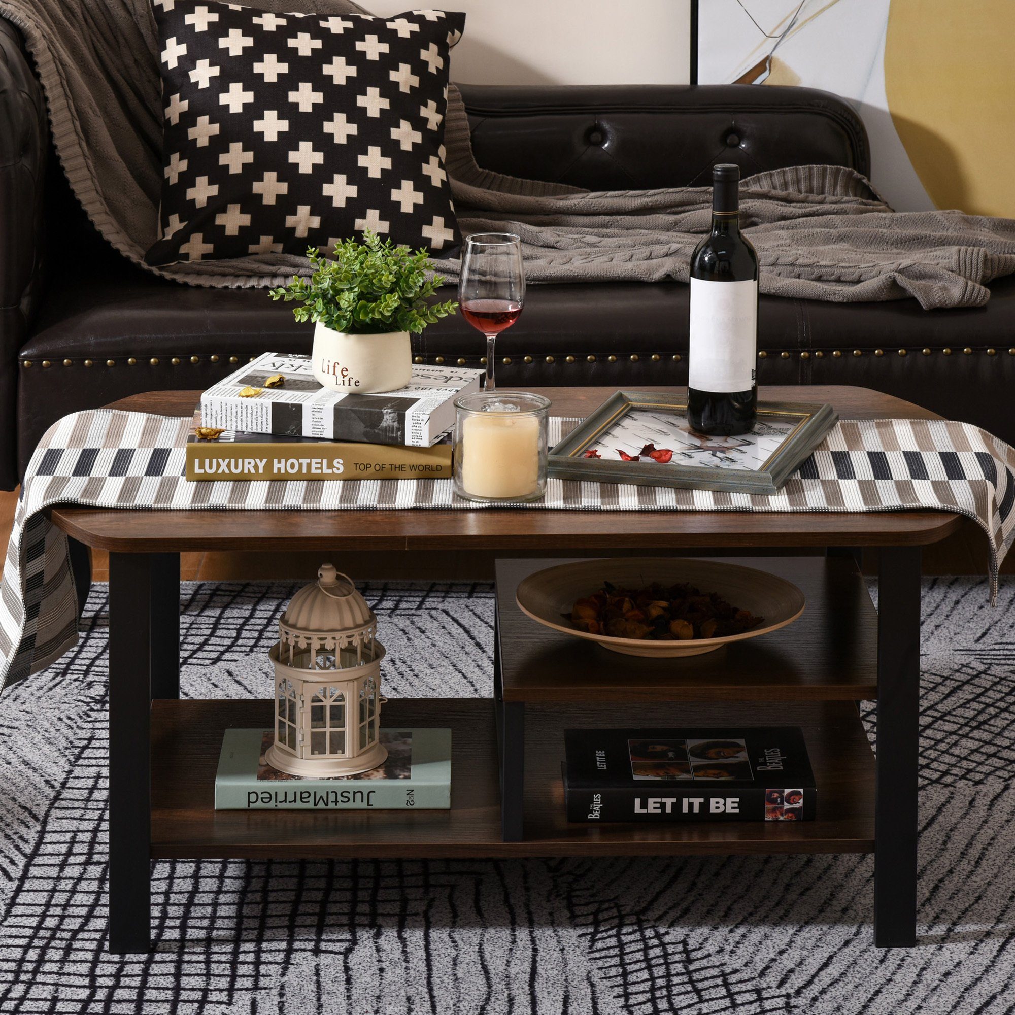 HOMCOM Couchtisch Couchtisch im industriellen Stil günstig online kaufen
