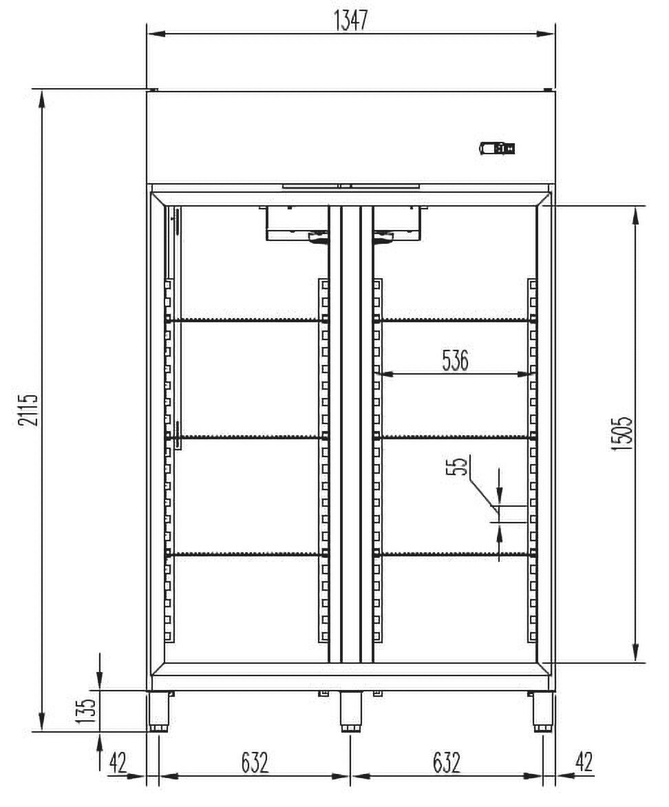 GastroHero Kühlschrank Kühlschrank PROFI 1168 Liter aus Edelstahl GN 2/1 - Gastronomie KSN-PROFI1400, 202.5 cm hoch, 138 cm breit