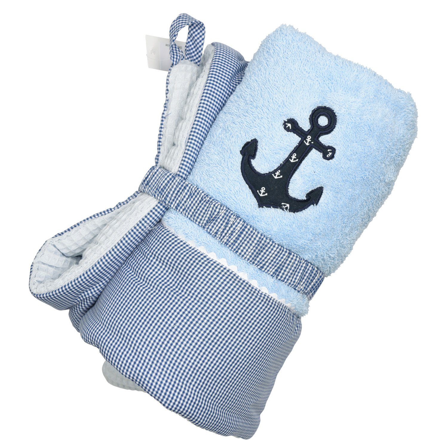 Krabbeldecke Krabbeldecke mit "Anker", hellblau, P.Eisenherz, aus flauschiger, saugfähiger Baumwolle in hellblau