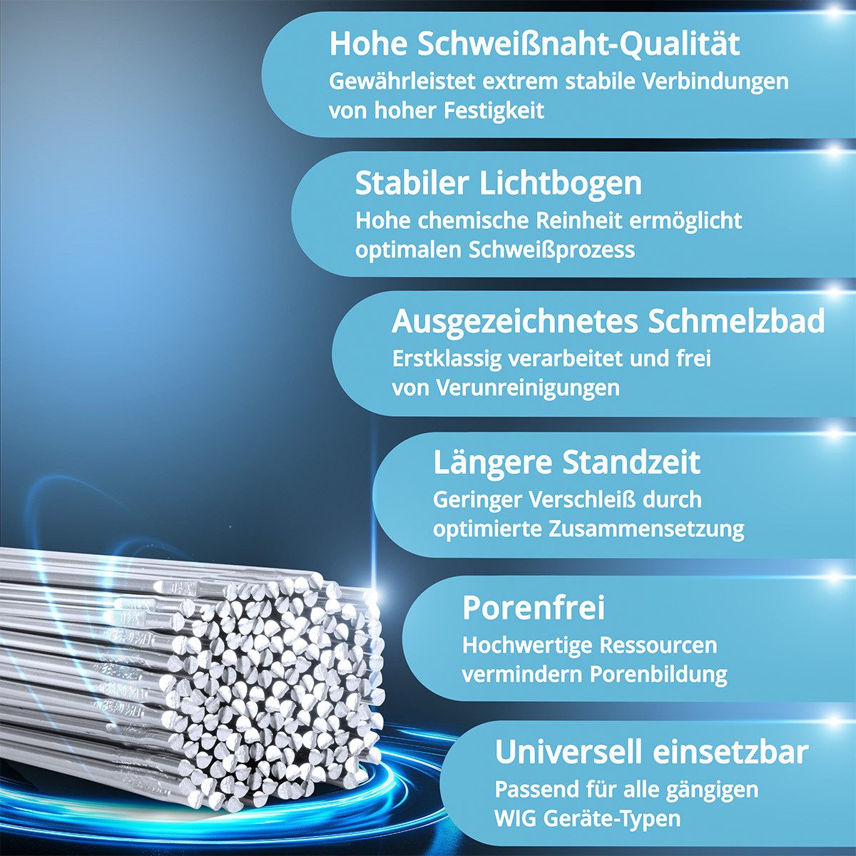 STAHLWERK Stabelektroden Schweißstäbe ER4043Si5 Aluminium hochlegiert / Ø 1,6 mm x 500 mm 2 kg