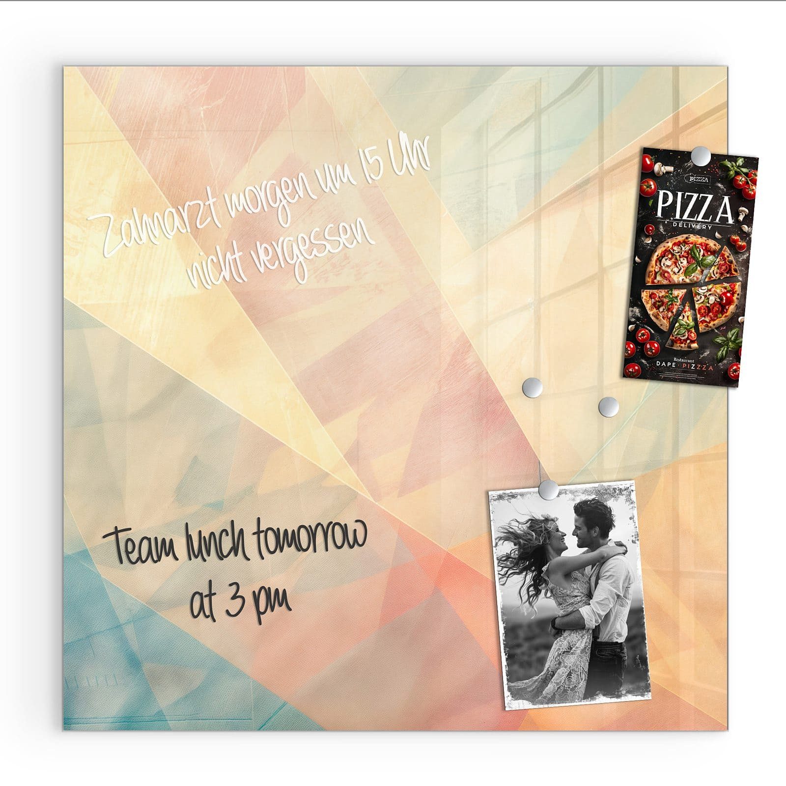 Primedeco Magnettafel Glas Farbiges Geo Muster Pinnwand Whiteboard beschrei günstig online kaufen