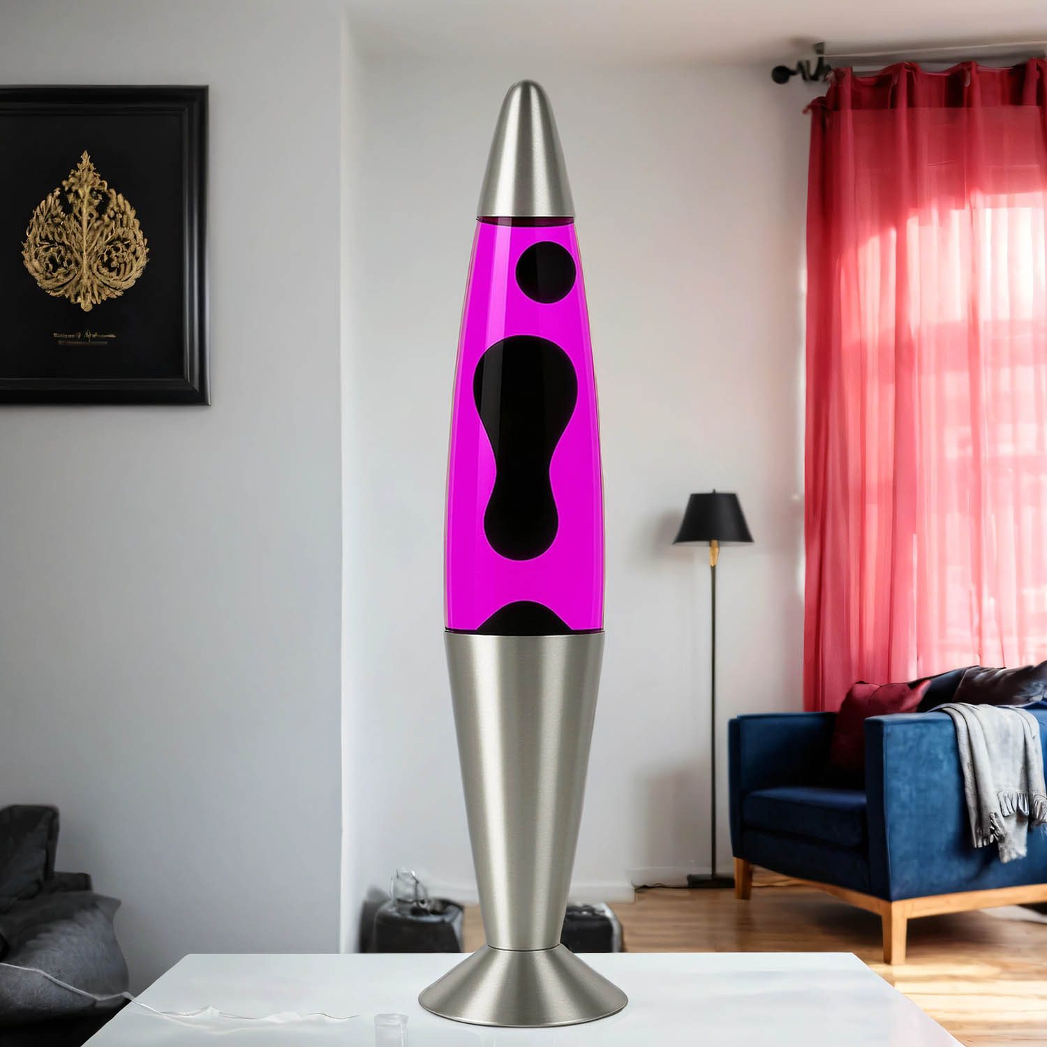 Licht-Erlebnisse Lavalampe JENNY, Warmweiß, Schwarz Pink 42 cm hoch Retro D günstig online kaufen