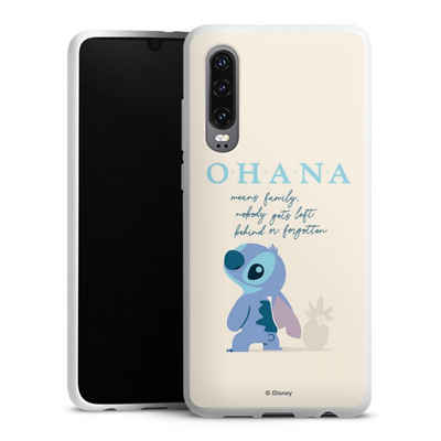 DeinDesign Handyhülle Lilo & Stitch Offizielles Lizenzprodukt Disney Ohana Stitch, Huawei P30 Silikon Hülle Bumper Case Handy Schutzhülle