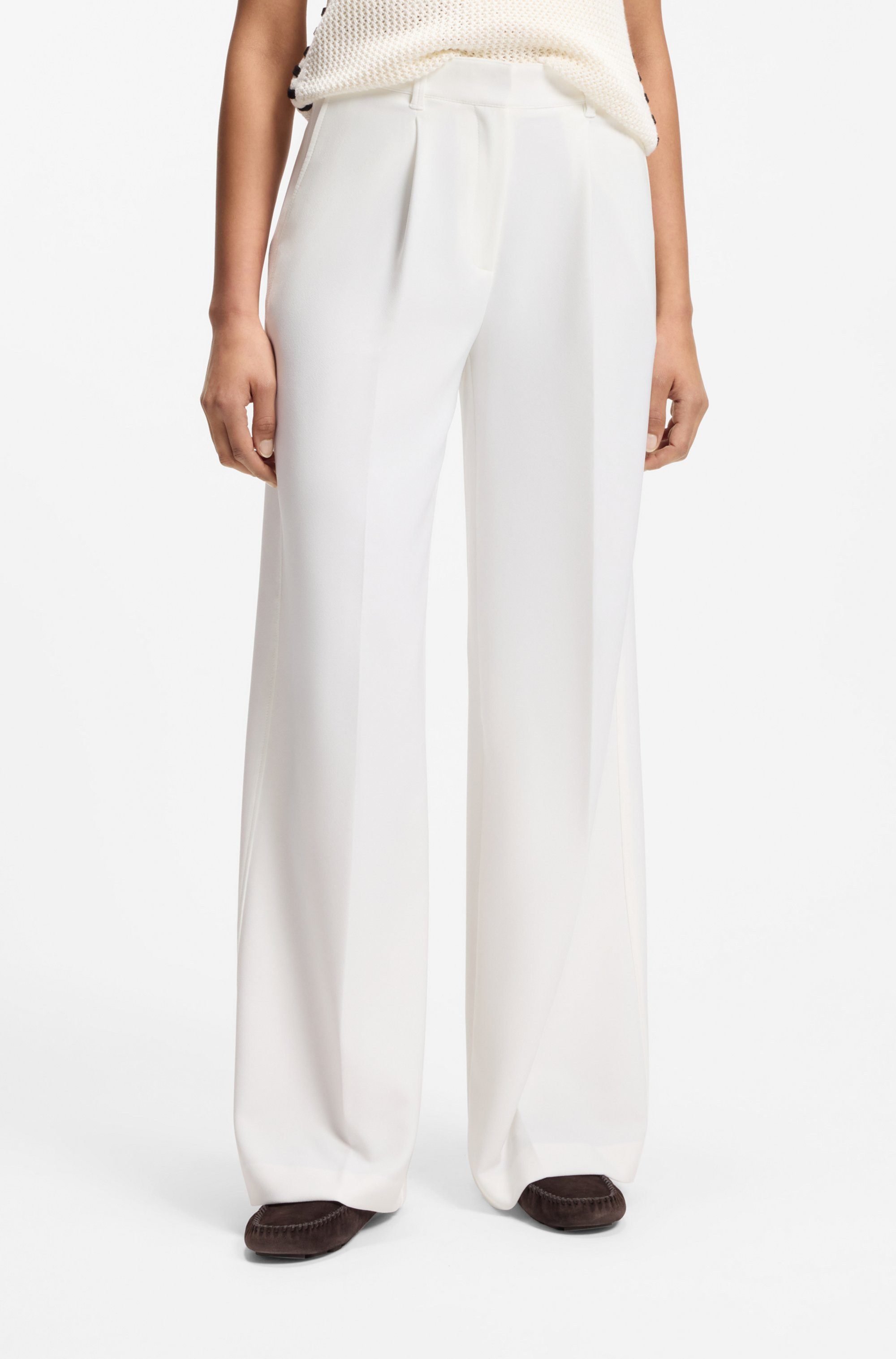 BOSS ORANGE Anzughose Tiwi Premium Damenmode Wide Leg mit Bügelfalte