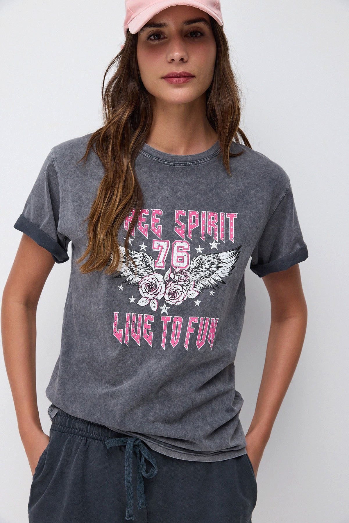 No Matter What T-Shirt Bedrucktes, gewaschenes Oversize-T-Shirt