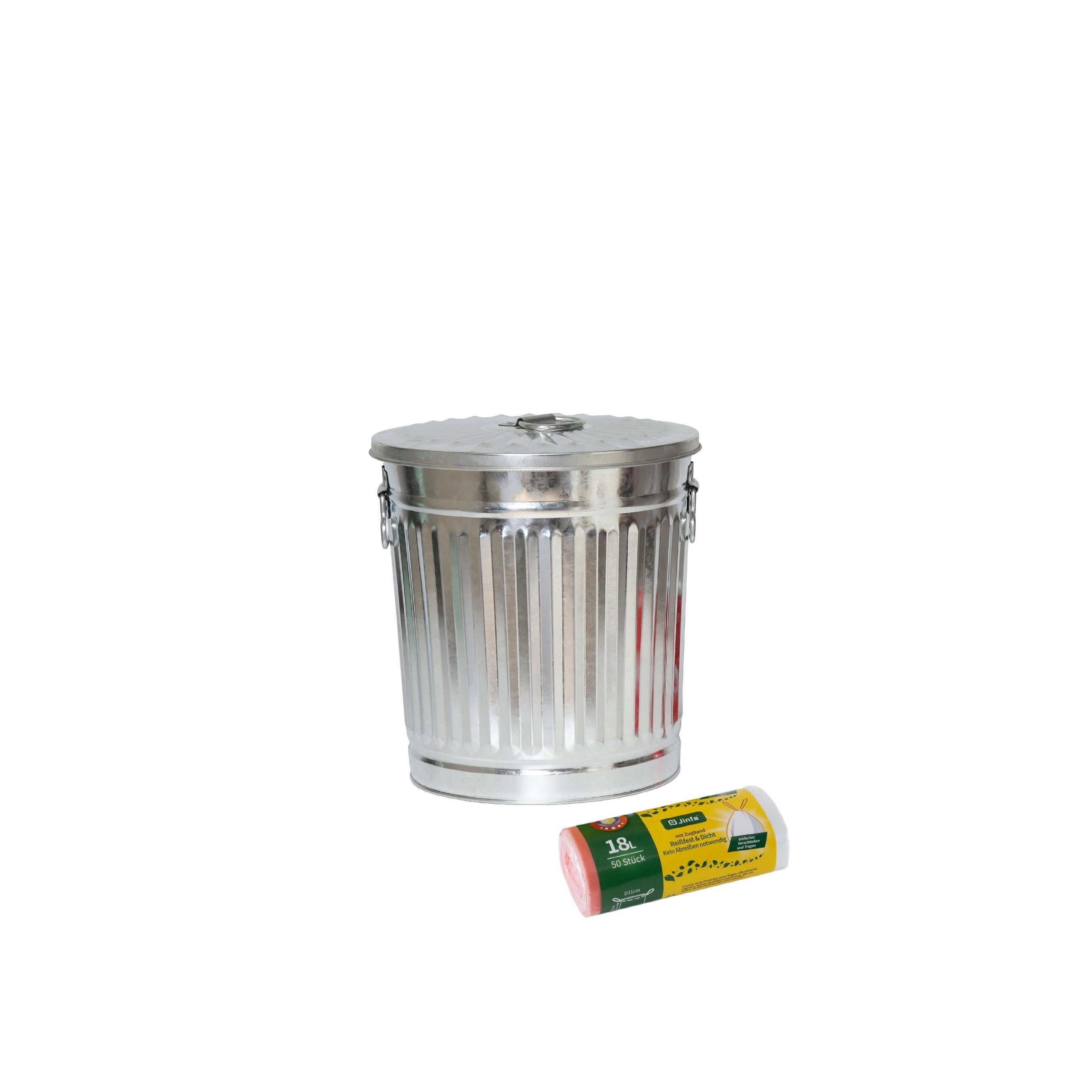 Jinfa Mülleimer Jinfa Mülleimer Vintage mit Deckel Abfalltonne + Müllbeutel