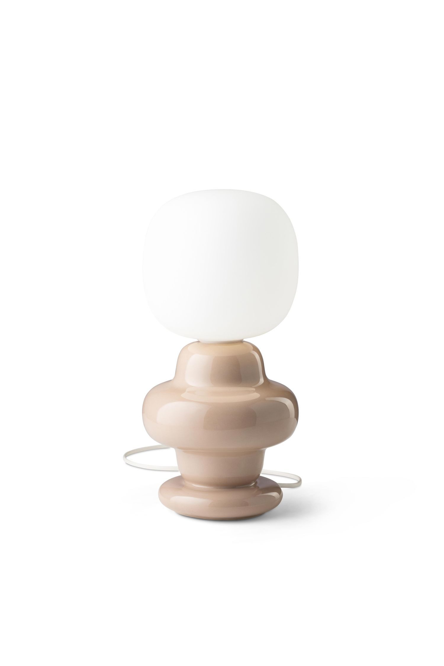 Licht-Erlebnisse Tischleuchte ROBERTO, ohne Leuchtmittel, Glas Keramik E14 17 cm breit 35 cm hoch Sandgrau Weiß Retro Design