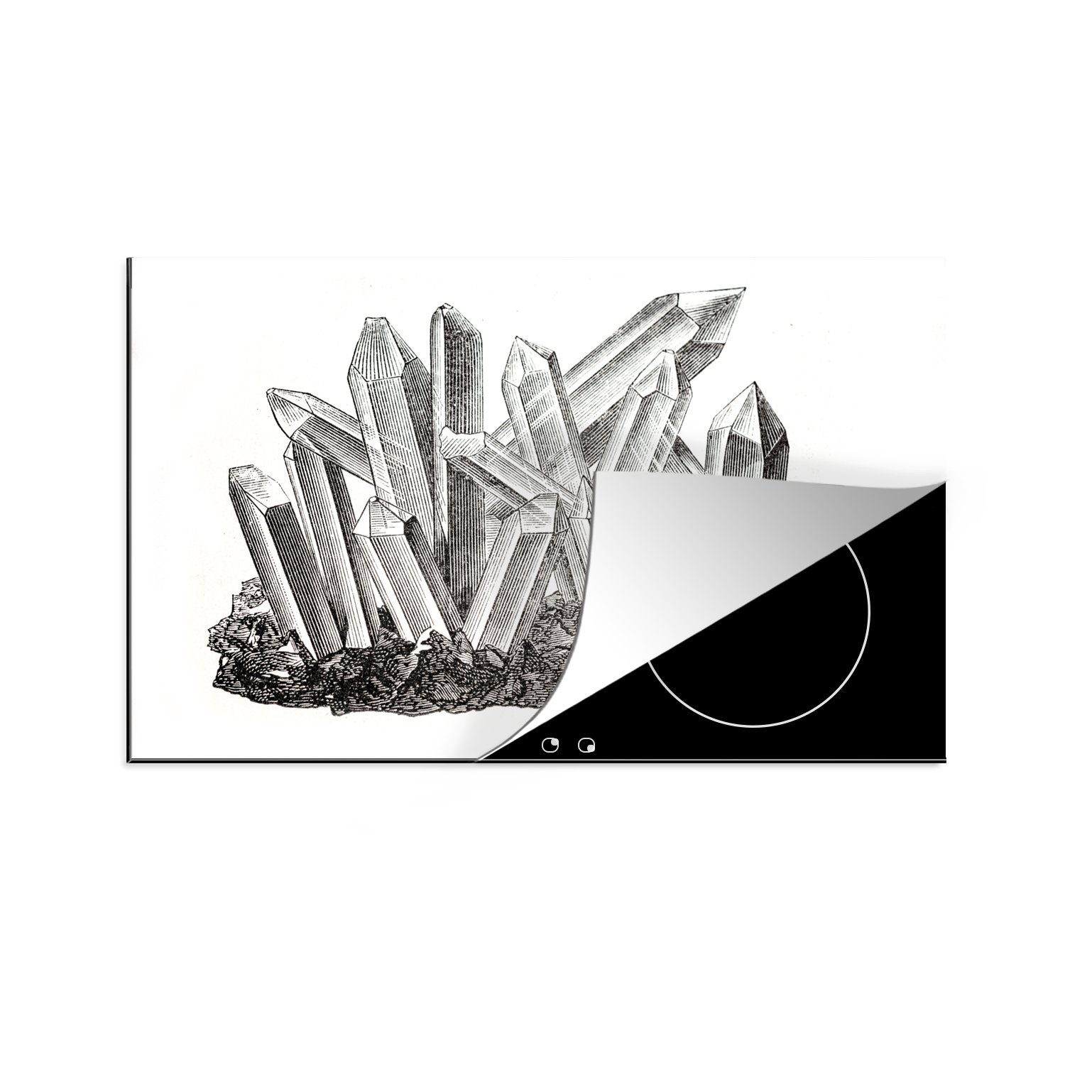 MuchoWow Herdblende-/Abdeckplatte Eine Illustration von Induktionskochfeld Edelsteinen, die tlg), aus Boden dem (1 81x52 Vinyl, für küche, die cm, ragen, Ceranfeldabdeckung Schutz