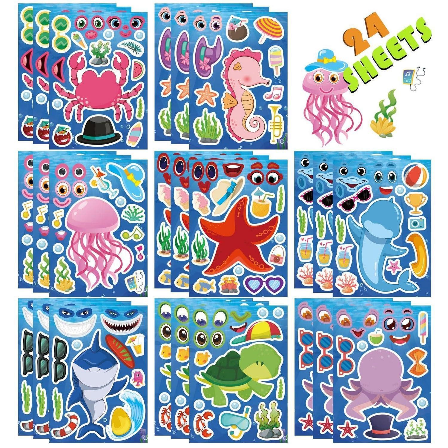 LuxusKollektion Aufkleber Aufkleber Ozean Tiere DIY 24er Set Kinder Geschenke
